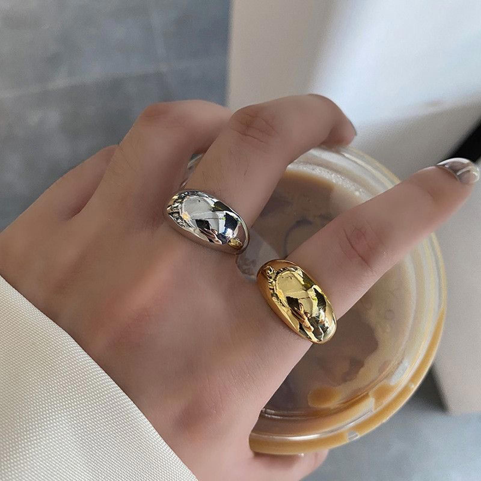 Jewelry Dome Irregular Chunky Ring Set Size ONE SIZE - 4 Thumbnail