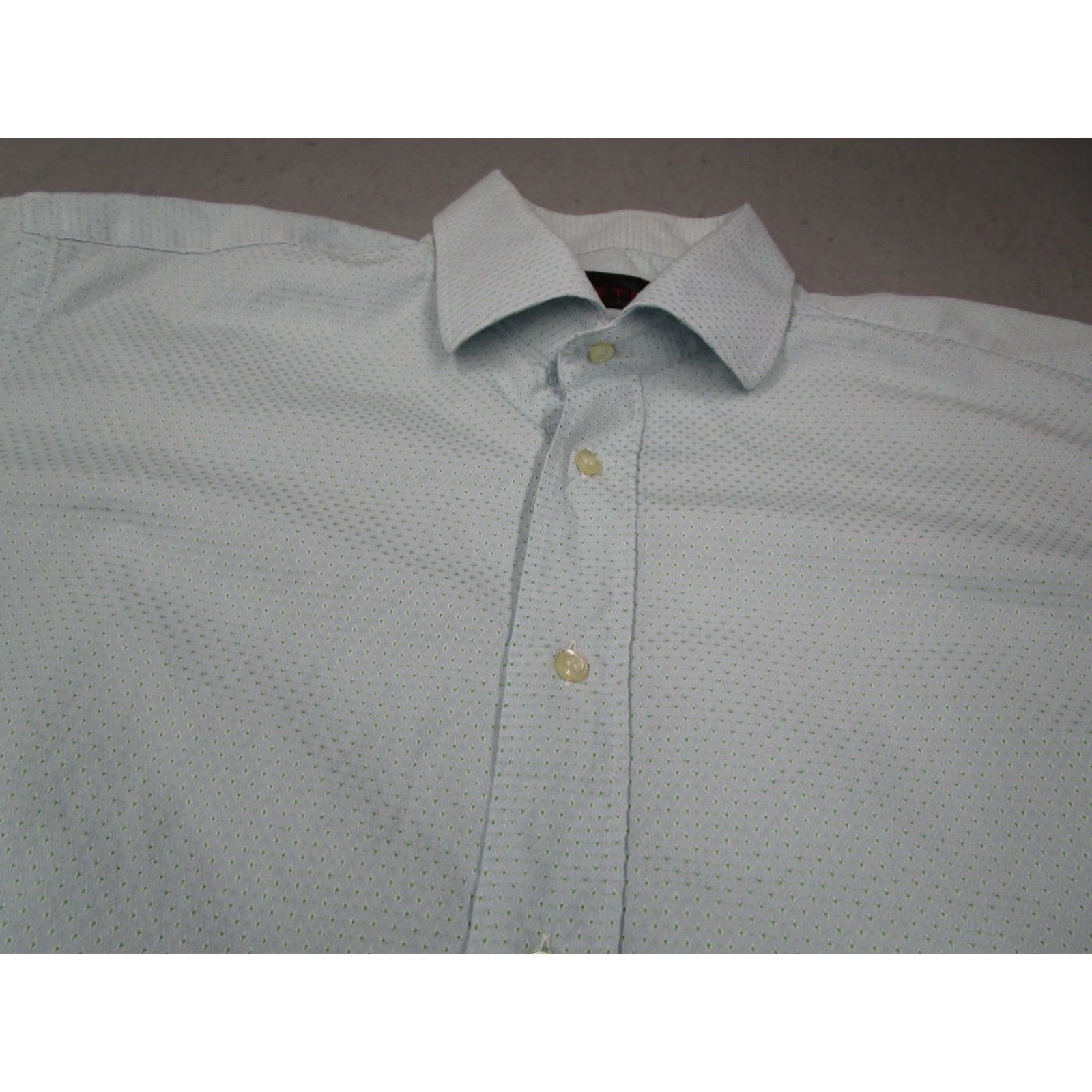 Etro ETRO Shirt Mens 44 Blue Button Up Long Sleeve Casual Textured Made in Italy Size US XXL / EU 58 / 5 - 2 Thumbnail