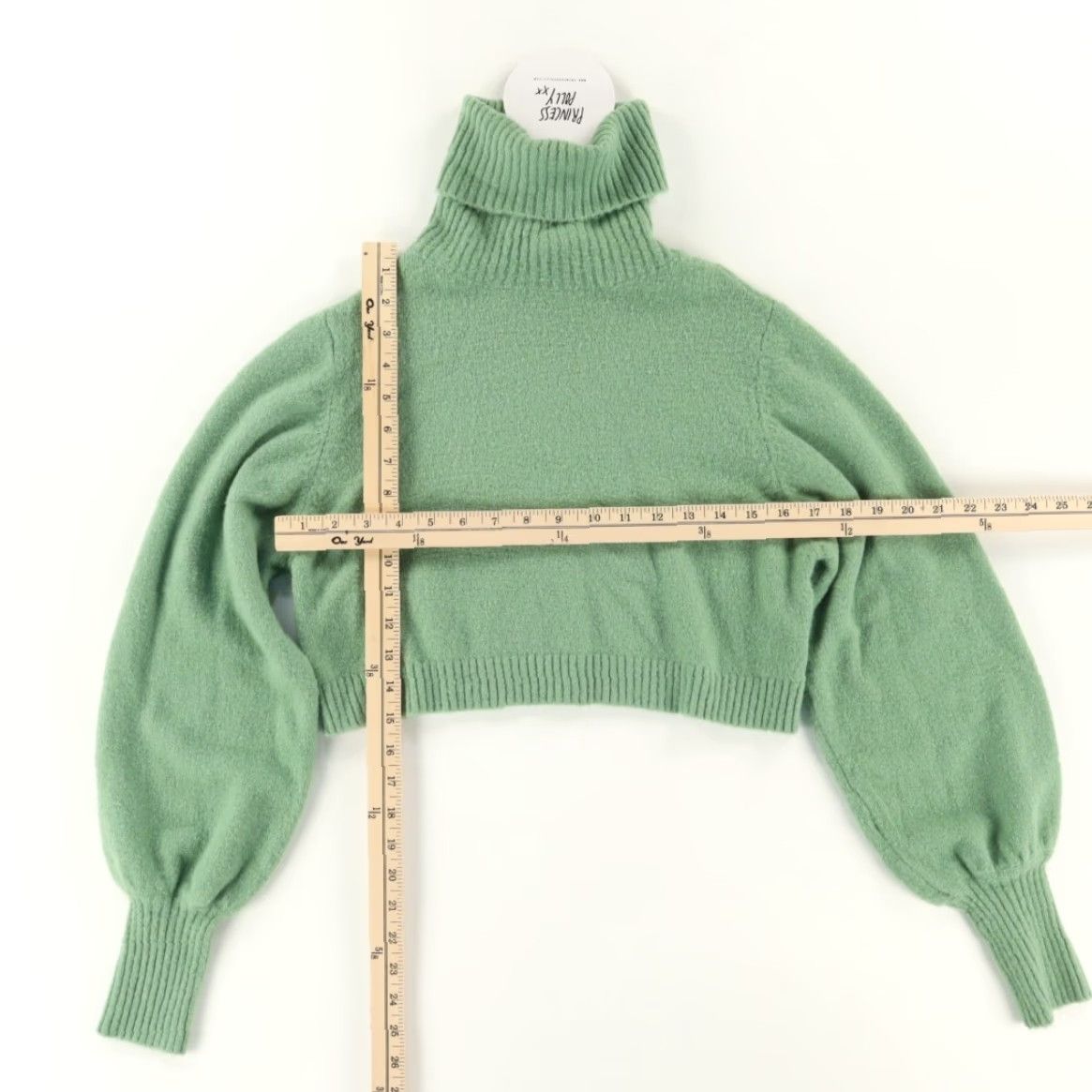 PRINCESS POLLY Princess Polly Zahara Cropped Turtleneck Green Women's 0 Shirt Sweater Adult Women Size 0 Crew Neck Long Sleeve Solid Vintage No Women Size XS / US 0-2 / IT 36-38 - 3 Thumbnail