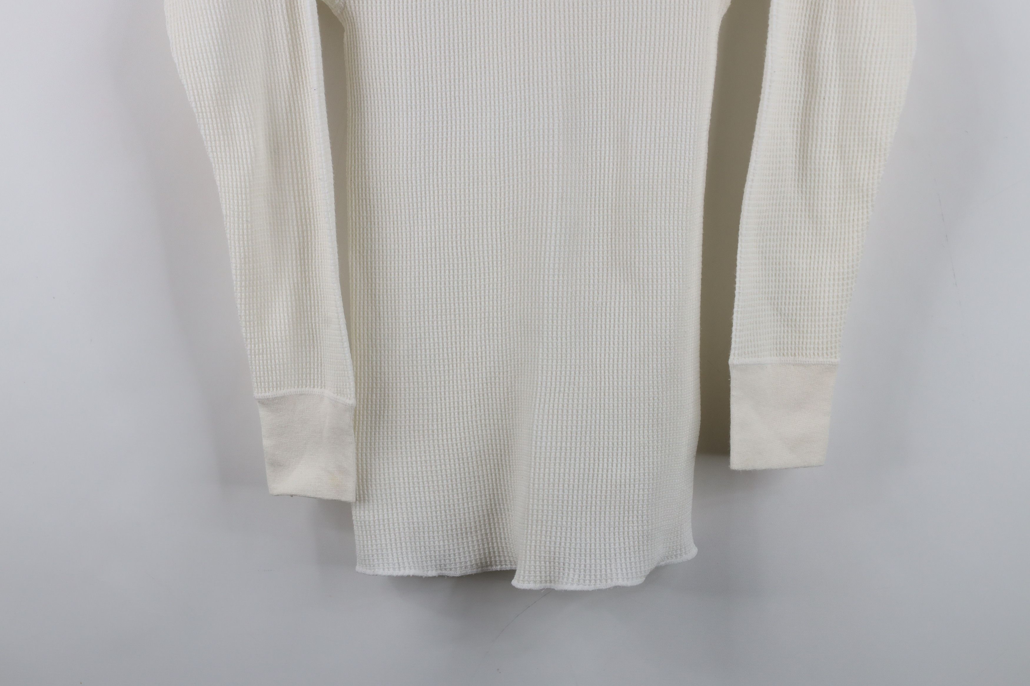 Vintage Vintage 90s Streetwear Thermal Waffle Knit T-Shirt Cream USA Size L / US 10 / IT 46 - 3 Thumbnail