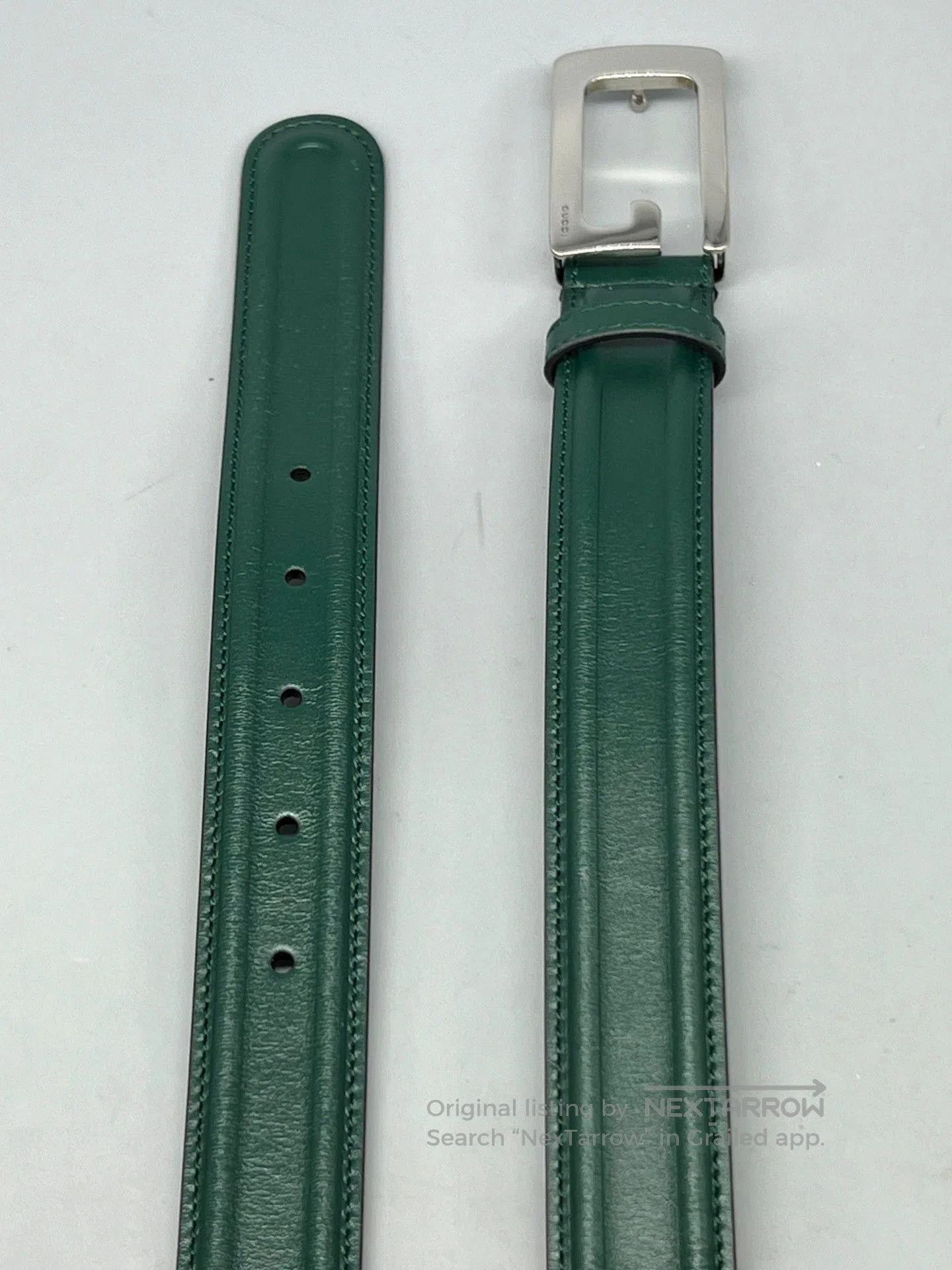 gucci green leather belt for men and women.