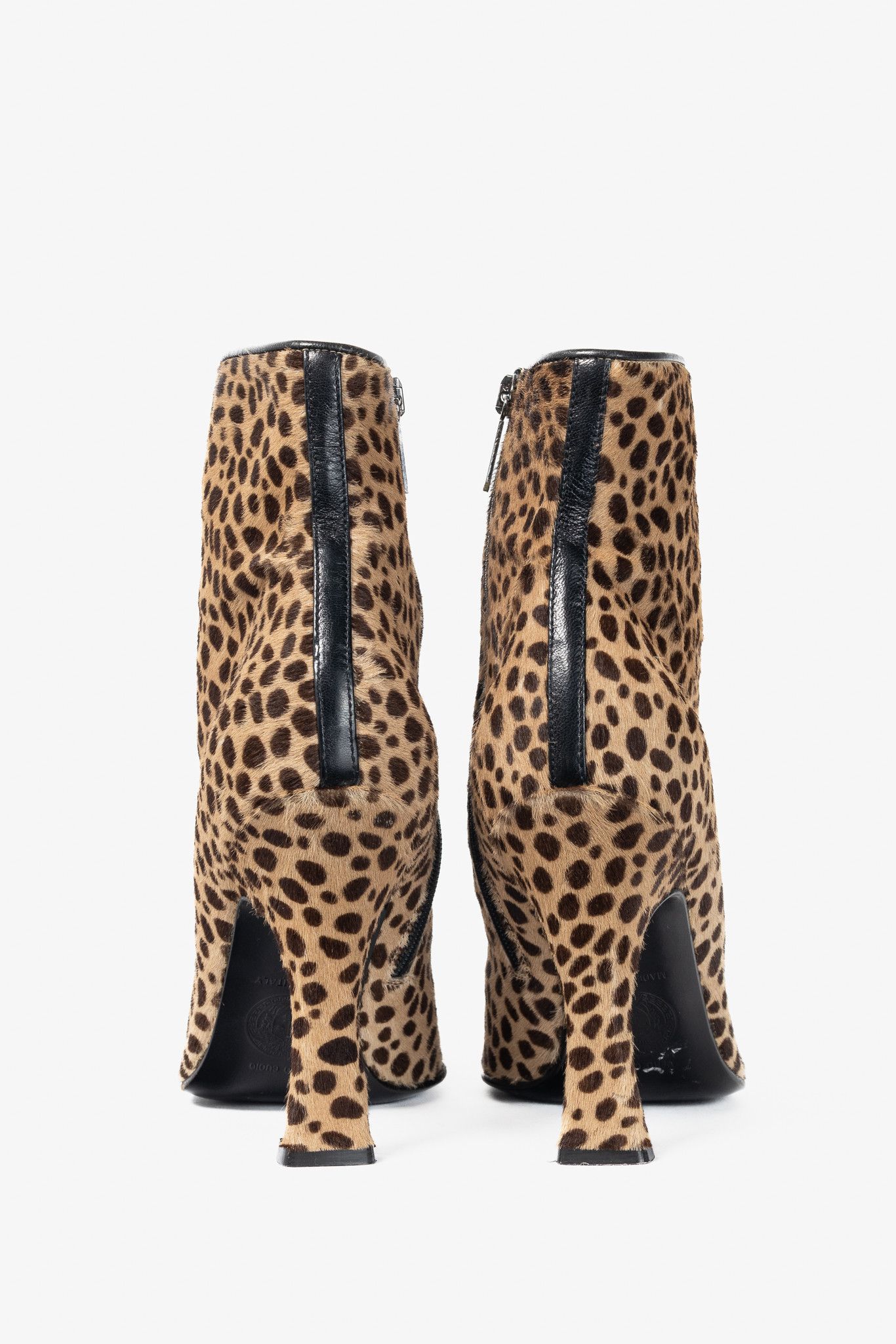 Versace Gianni Versace Camel & Brown Cheetah Calf-Hair Booties Size US 7.5 / IT 37.5 - 3 Thumbnail