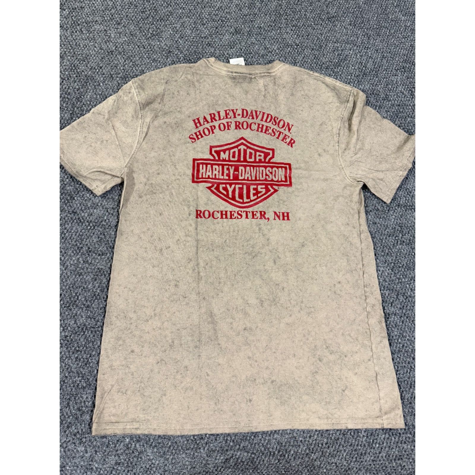 Harley Davidson Harley-Davidson T-Shirt Mens Large Tan Beige Graphic Print Motorcycle Biker Rochester NH City Casual Crew Neck Short Sleeve Vintage: No Size US L / EU 52-54 / 3 - 7 Thumbnail