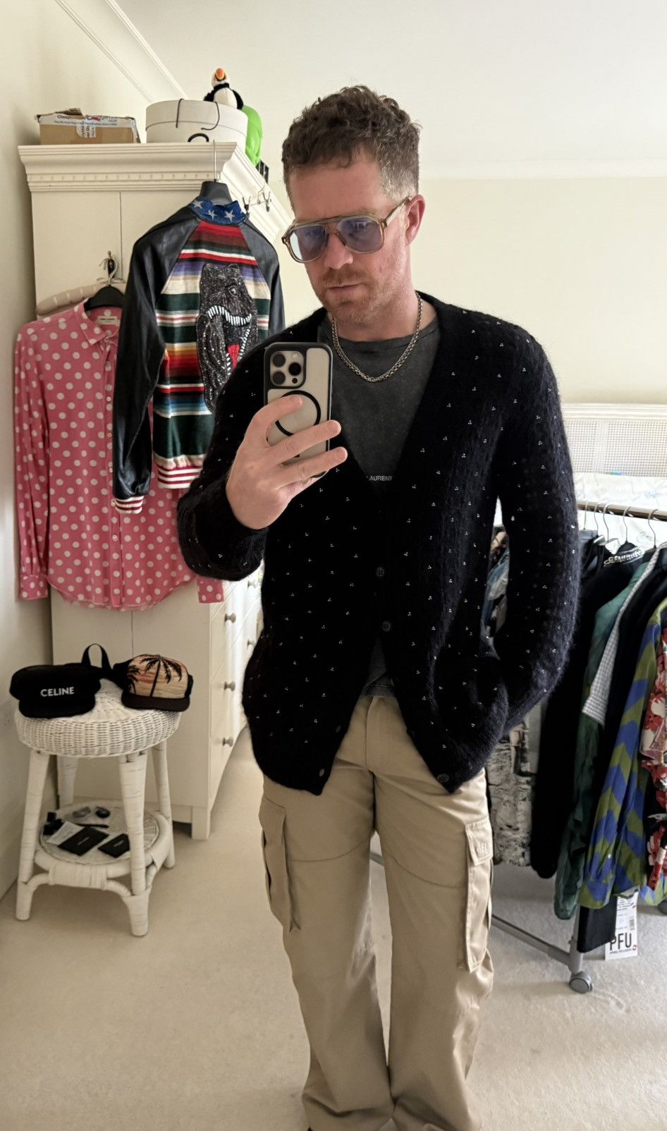 Saint Laurent Paris FW15 Saint Laurent studded mohair black cardigan glass Hedi Size US M / EU 48-50 / 2 - 2 Thumbnail