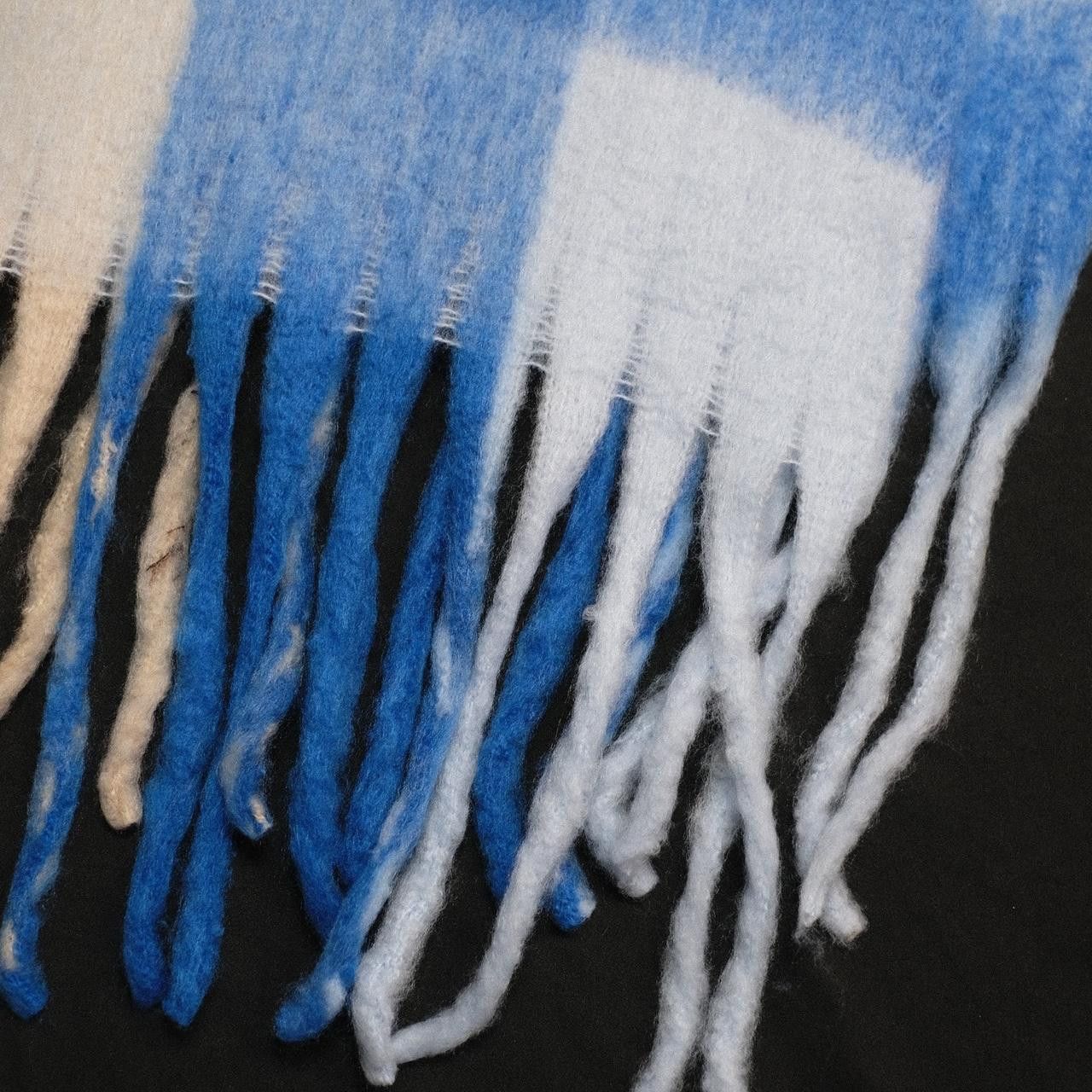 Japanese Brand Rare Vtg Mohair Checked Scarf Blue OS Size ONE SIZE - 8 Thumbnail