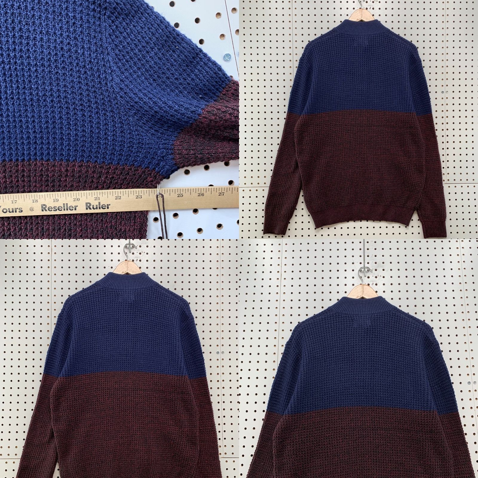 Vintage Day & Age Sweater Mens Medium Henley Thermal Waffle Knit Red Blue Size US M / EU 48-50 / 2 - 9 Thumbnail