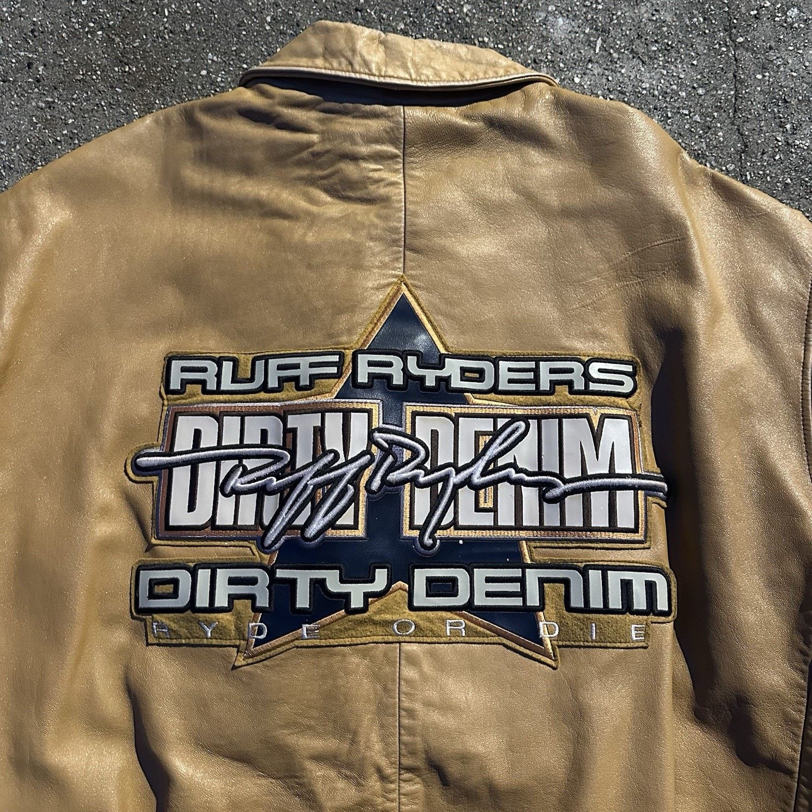 Leather × Ruff Ryders × Vintage Vintage Ruff Ryders Dirty Denim Ride or Die Leather Jacket Size US XXL / EU 58 / 5 - 2 Thumbnail