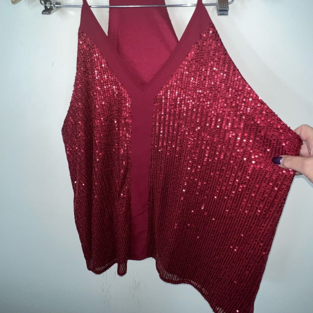 Other Sparkle Burgundy Lined Racerback Back Adjustable Strap Tank Size XXL / US 16-18 / IT 52-54 - 3 Thumbnail
