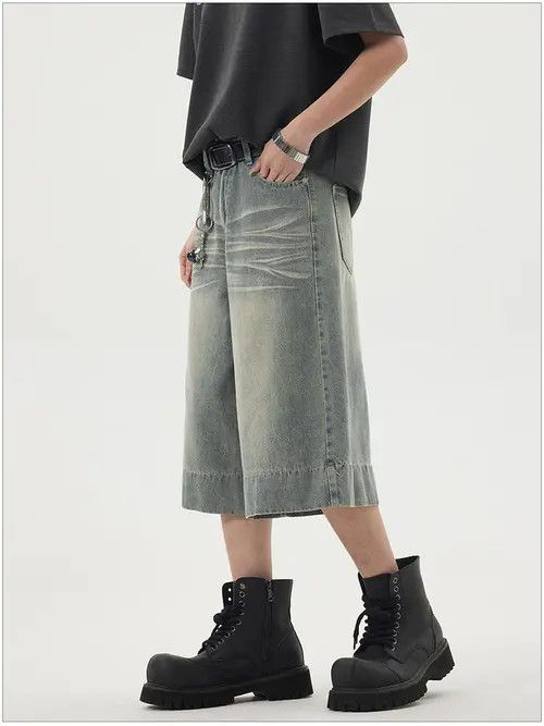 Japanese Brand × Jean American retro washed distressed loose denim shorts Size US 32 / EU 48 - 3 Thumbnail