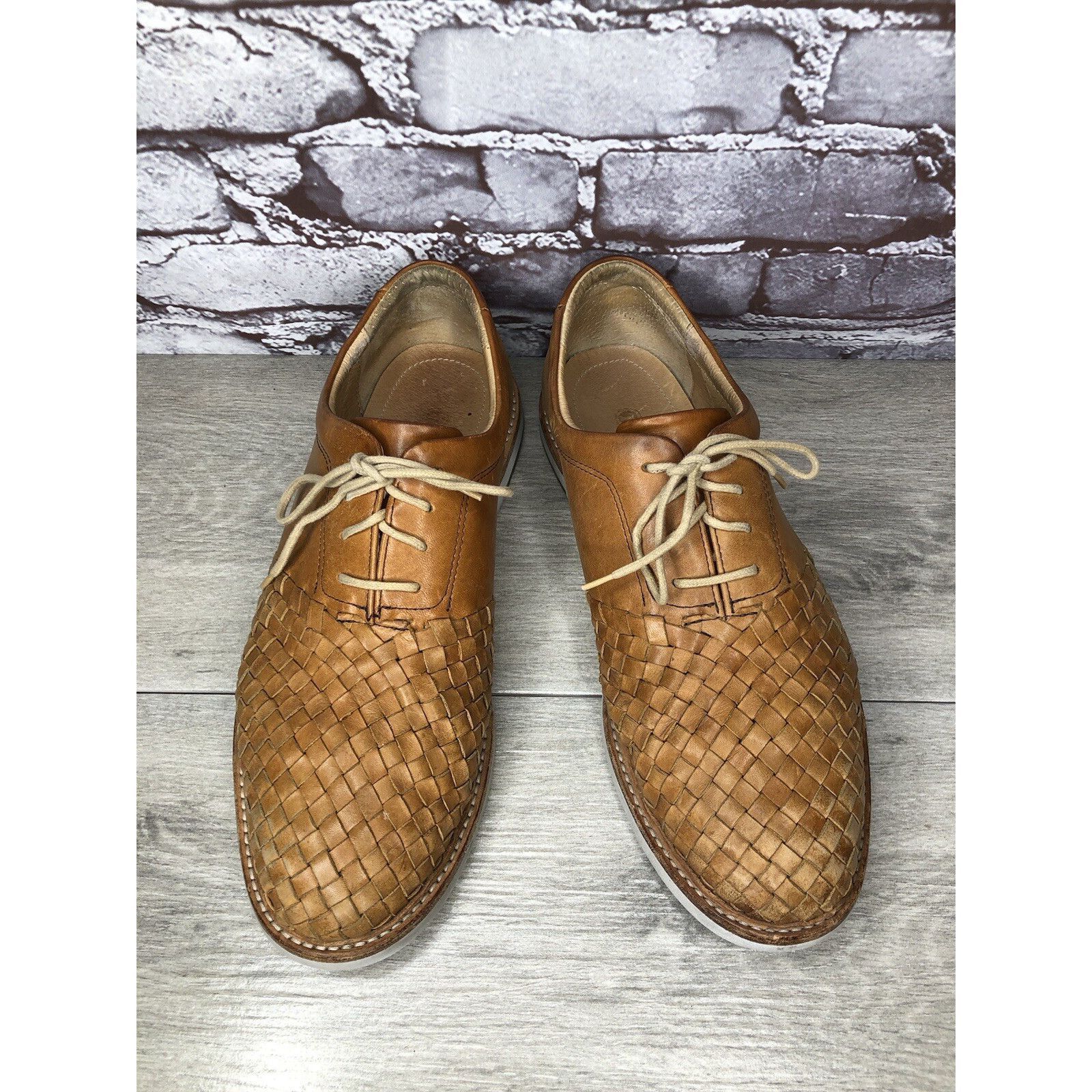 Other THOROCRAFT ROSS Brown Woven Leather Oxfords Lace Up Shoes Me Size US 10 / EU 43 - 22 Thumbnail