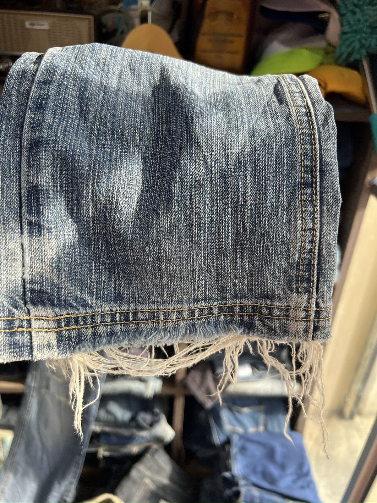 Michel Klein 🔥Klein Plus Homme Distressed Denim With Buckle Back Size US 33 - 7 Thumbnail