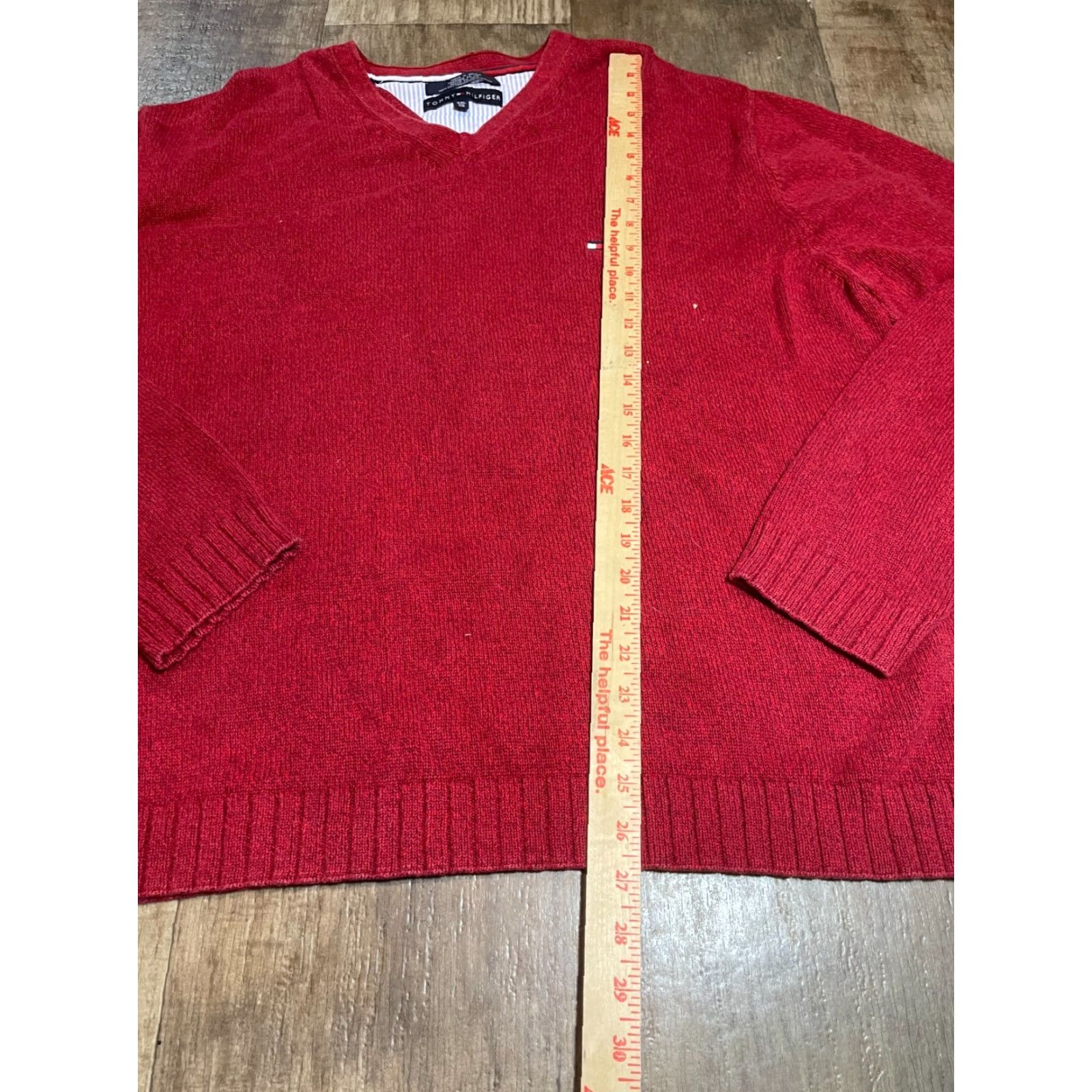 Tommy Hilfiger Tommy Hilfiger Sweater Mens 2XL Red Casual Pullover Sweatshirt Quarter Solid Cotton Sweatshirt Sweater Mens Size US XXL / EU 58 / 5 - 2 Thumbnail
