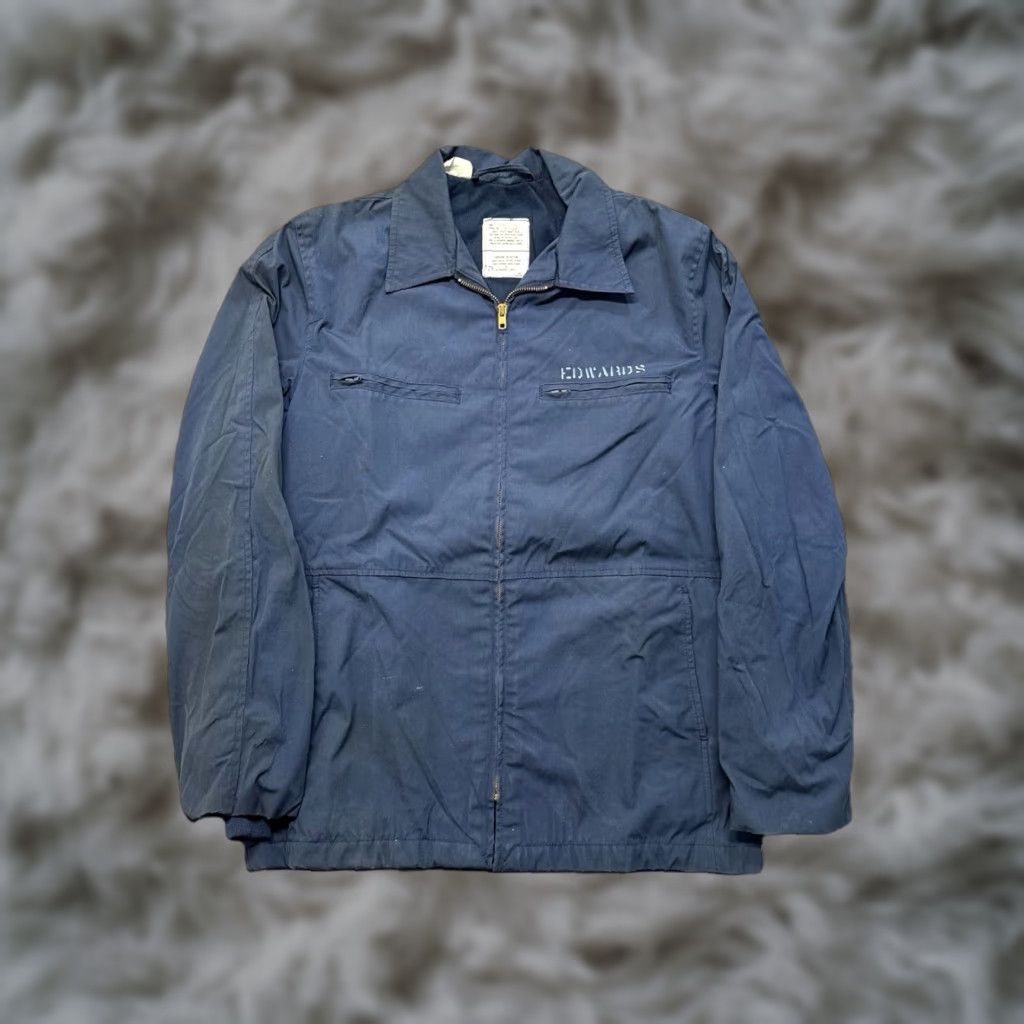 Vintage VINTAGE US Navy Deck Jacket Mens 40L Blue Military Cotton Blend Full Zip Workwear Stencil 80s 70s Size US XXS / EU 40 - 1 Thumbnail