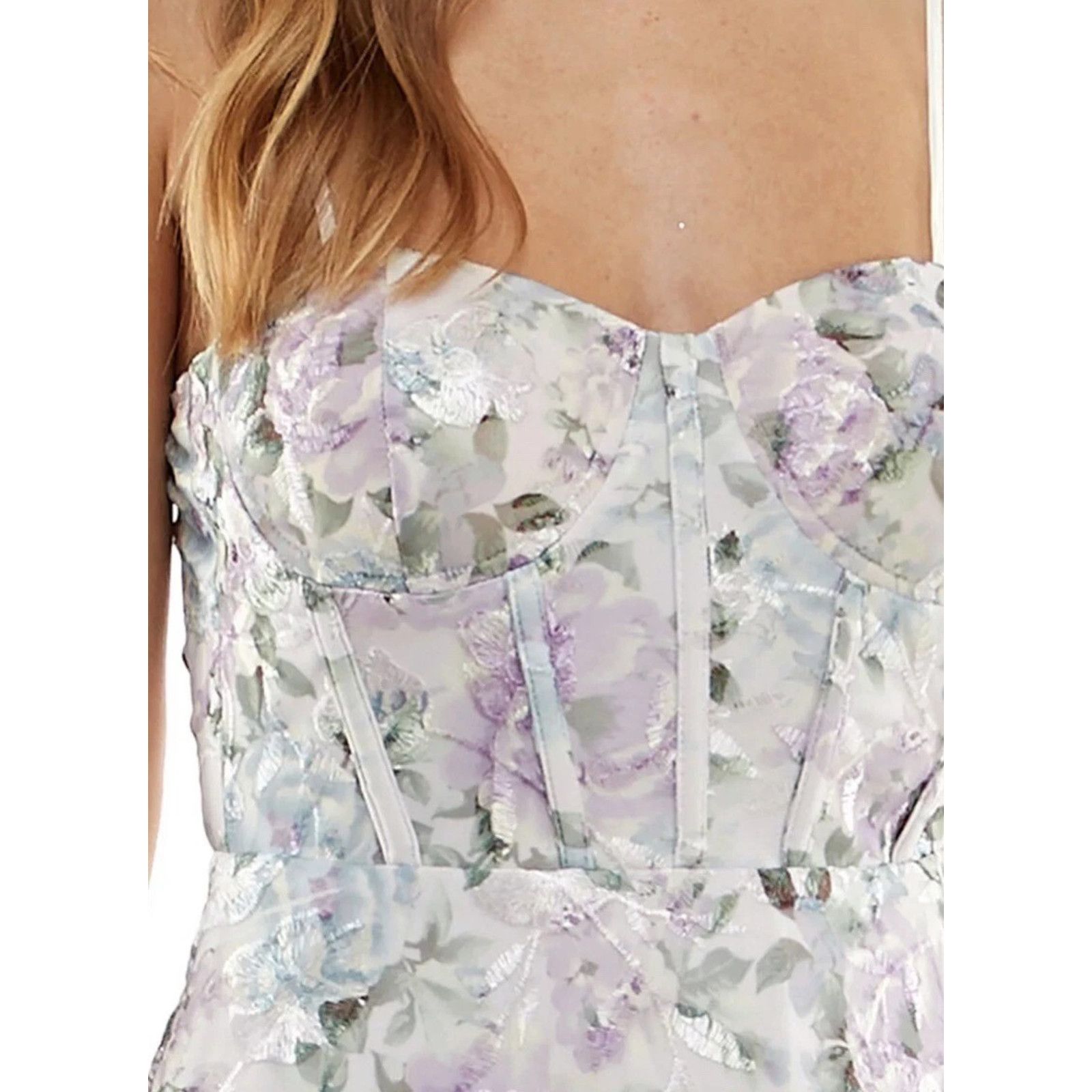 Other Trixxi Juniors Floral-Embroidered Corset Gown, Lavenderfl, 5 Size ONE SIZE - 2 Thumbnail