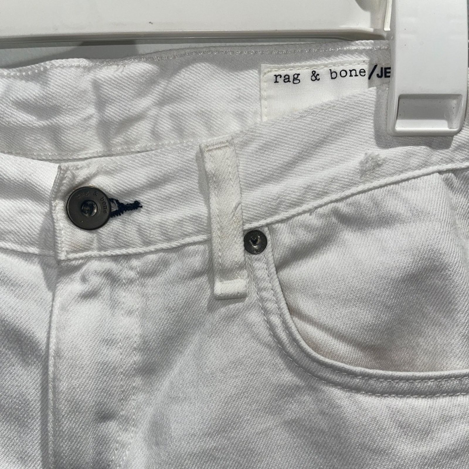 Rag & Bone RAG & BONE White Ankle Slim Mid Rise Boyfriend Sz 25 Size 25" / US 0 / IT 36 - 4 Thumbnail