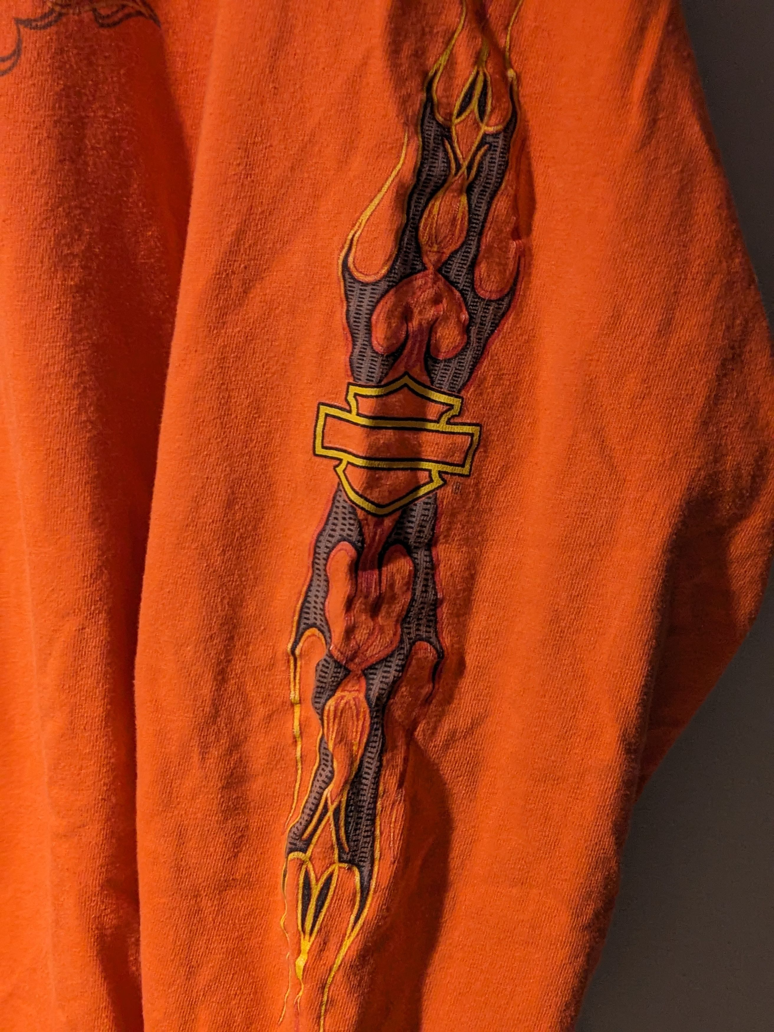Harley Davidson × Vintage Vintage 2003 Harley Davidson Flames Long Sleeve T-Shirt Size US XL / EU 56 / 4 - 4 Thumbnail