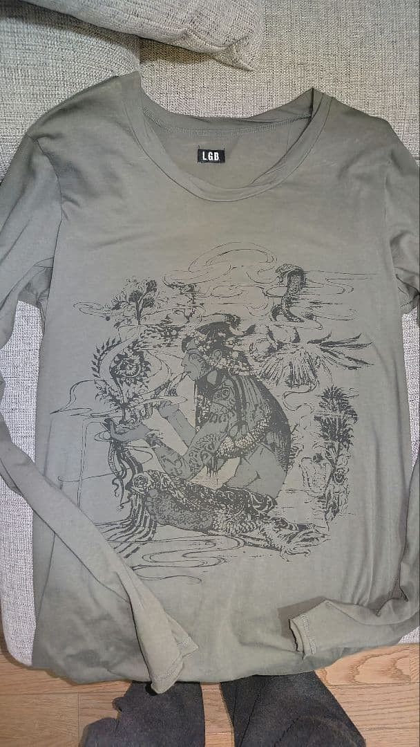 Le Grande Bleu (L.G.B.) Le Grand Bleu "Wakan" Long-Sleeve T-Shirt, Khaki Size US S / EU 44-46 / 1 - 3 Thumbnail