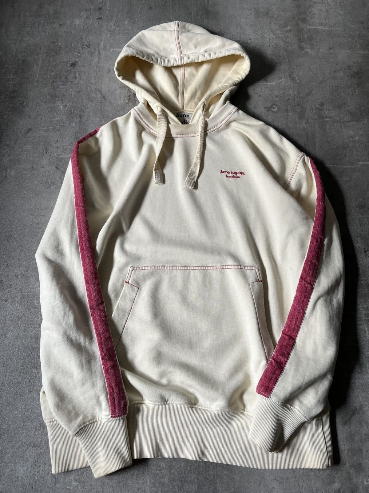 Acne Studios Acne Studios cream red striped hoodie basic Size US XS / EU 42 / 0 - 12 Thumbnail