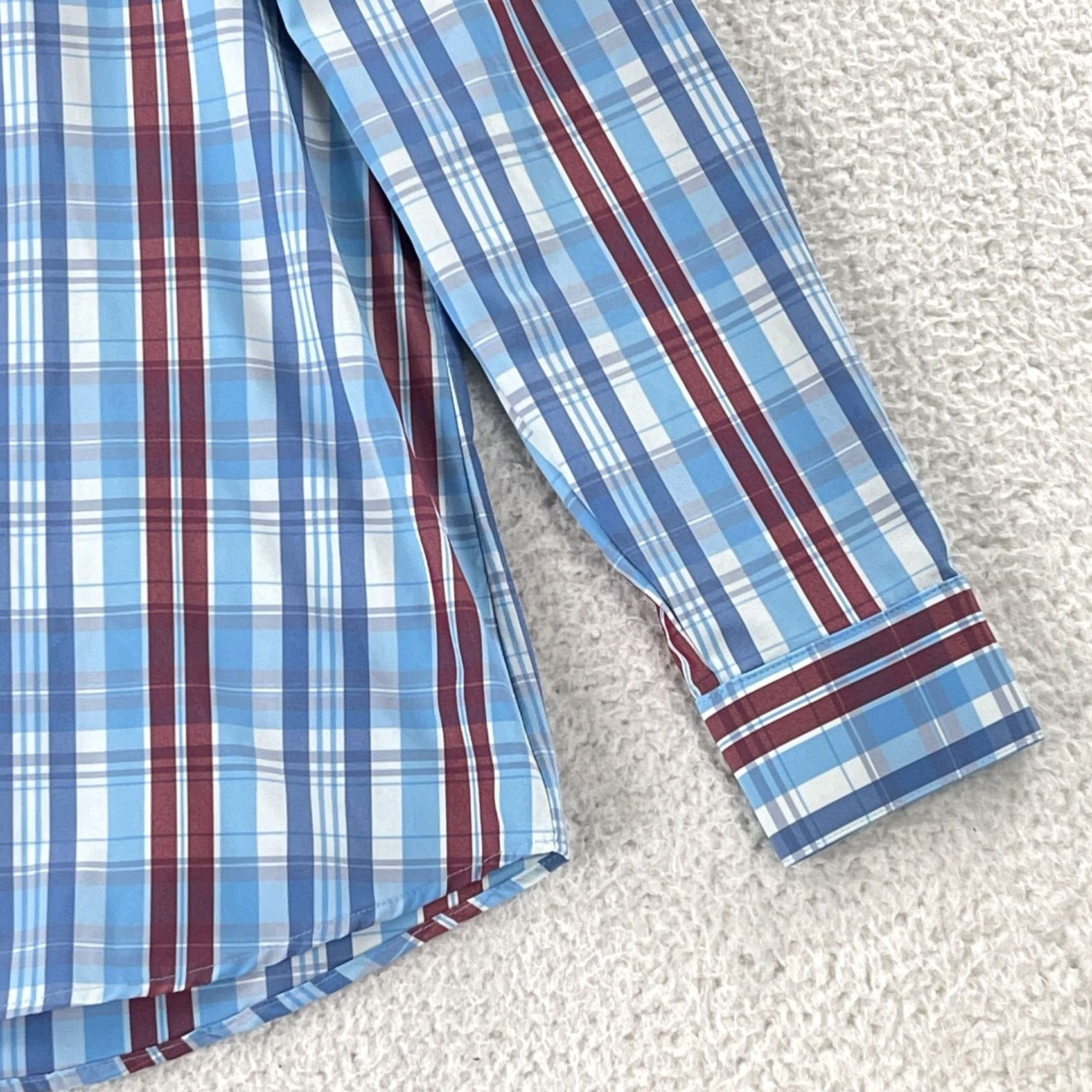 Mizzen+Main Mizzen+Main Button-Up Shirt Mens Large Blue Plaid USA Made Trim Fit Size US L / EU 52-54 / 3 - 4 Thumbnail