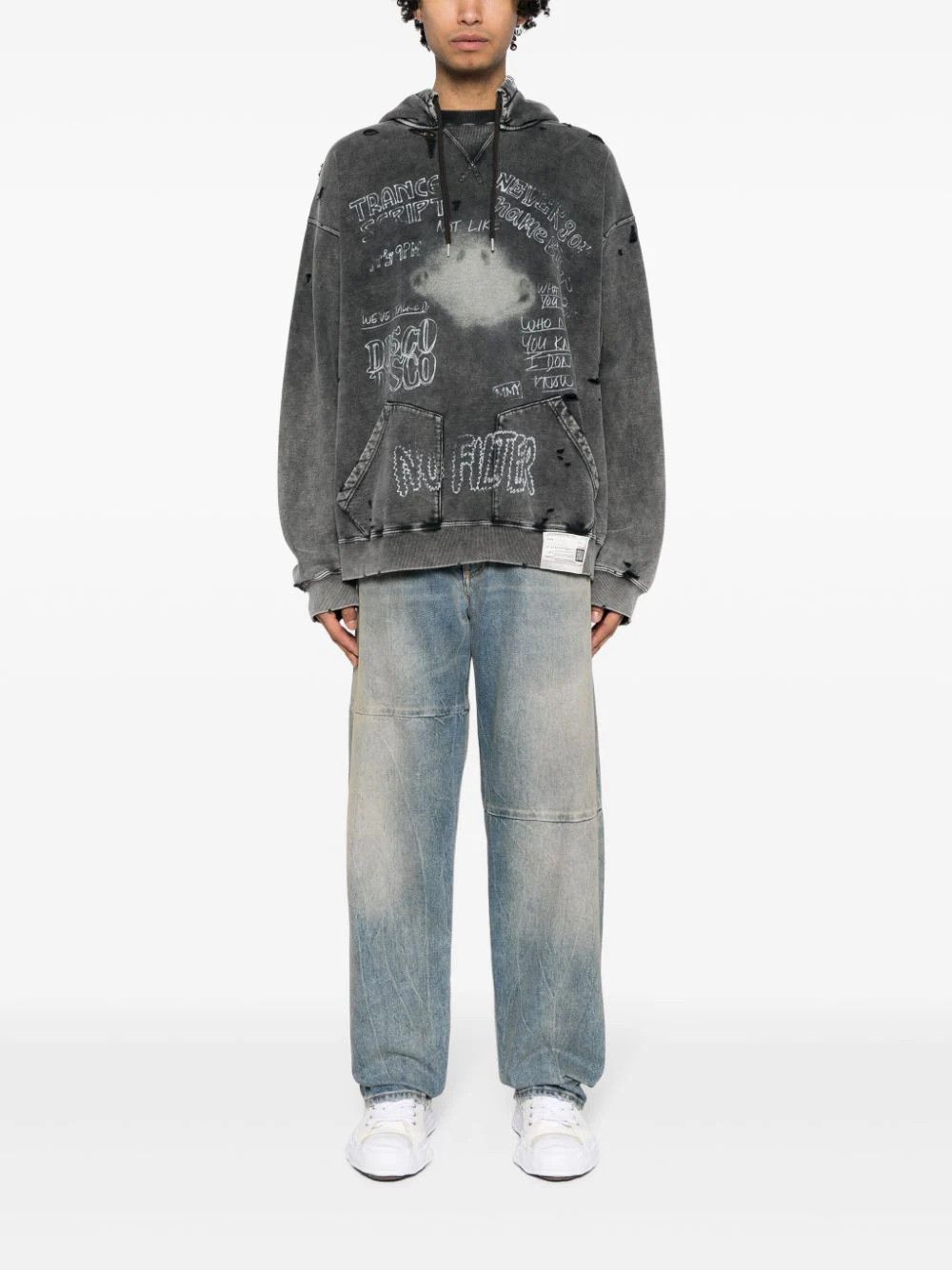 Maison MIHARA YASUHIRO o1mle0924 Bleached Hoodie in Black Size US M / EU 48-50 / 2 - 2 Thumbnail