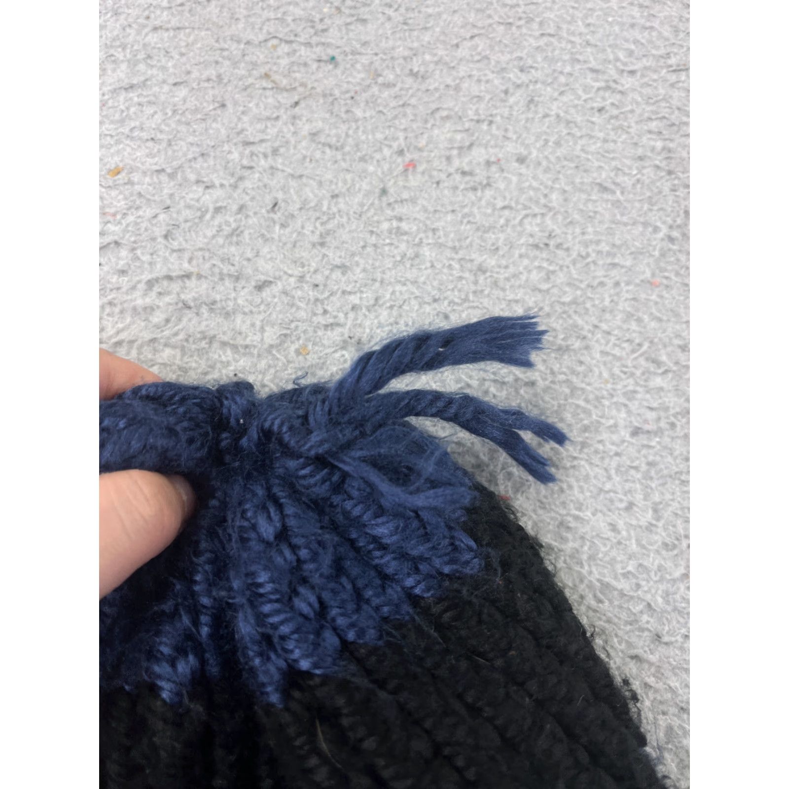 Vintage Handmade Beanie Knit Adult One Size Blue Stripe Acrylic Crochet Hat Unisex Winter Beanie - 90s/Outdoor Theme Mens Womens Size ONE SIZE - 4 Thumbnail
