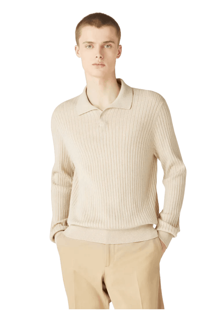 Loro Piana o1w1db10725 FAO3673 Lexington Polo Shirt in Beige Size US M / EU 48-50 / 2 - 2 Thumbnail