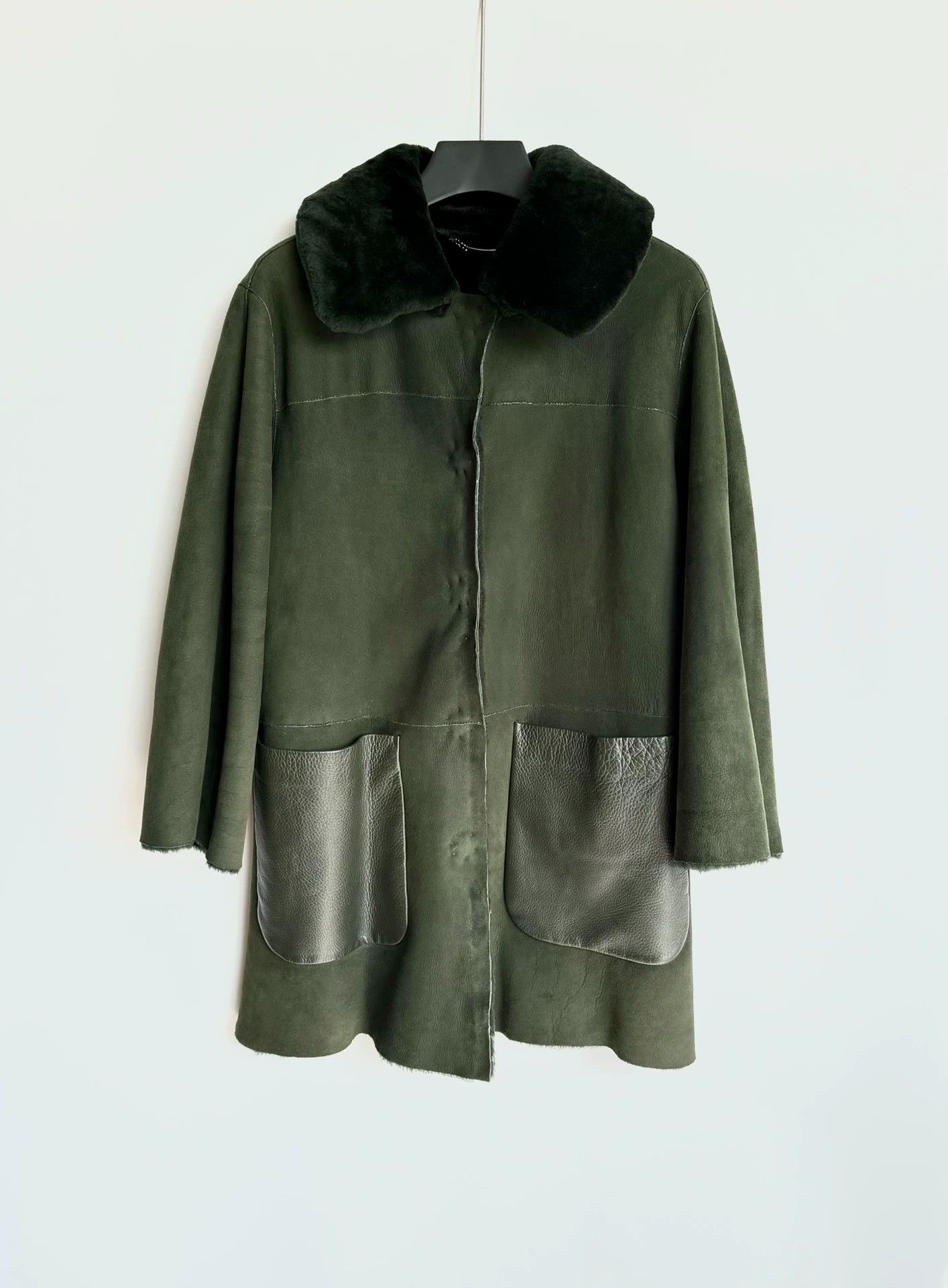 Dolce & Gabbana Dolce & Gabbana Green Shearling Leather Coat 44 Size L / US 10 / IT 46 - 1 Thumbnail