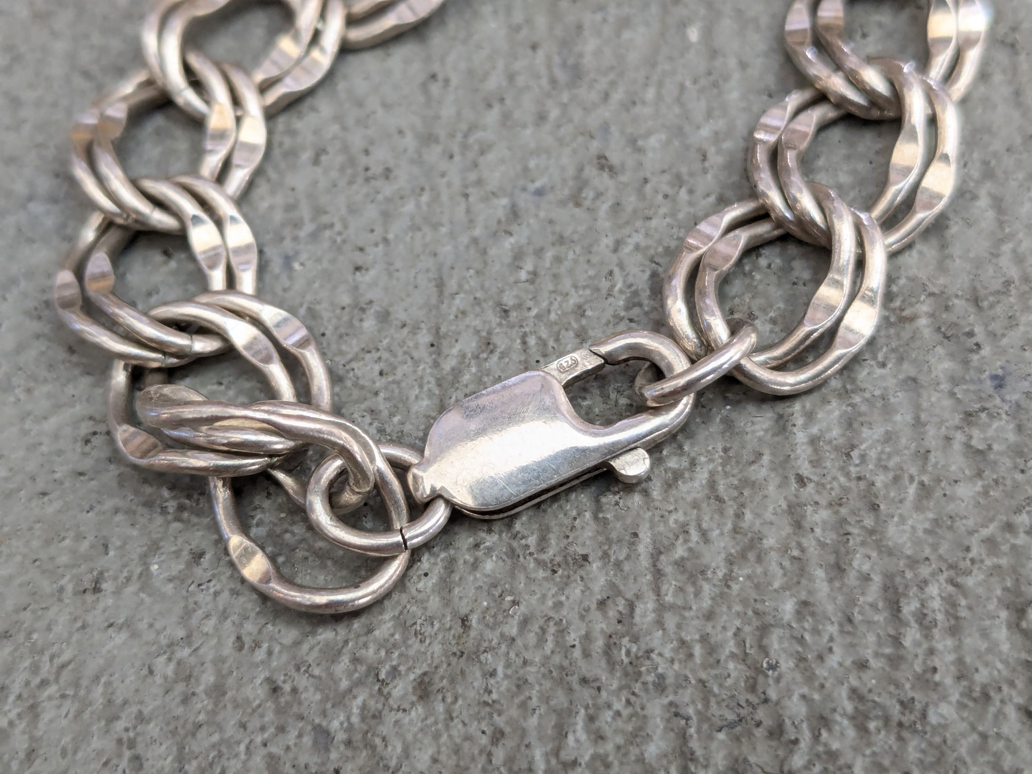 Jewelry Sterling Silver Bracelet Double Curb Charm 7.25" Size ONE SIZE - 7 Thumbnail