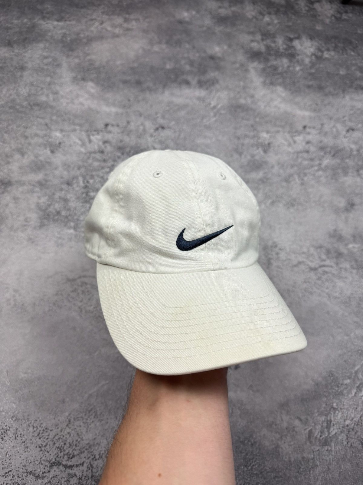Nike Vintage 90s Nike Center Swoosh Logo White Cap Hat Y2K Drill Size ONE SIZE - 2 Thumbnail