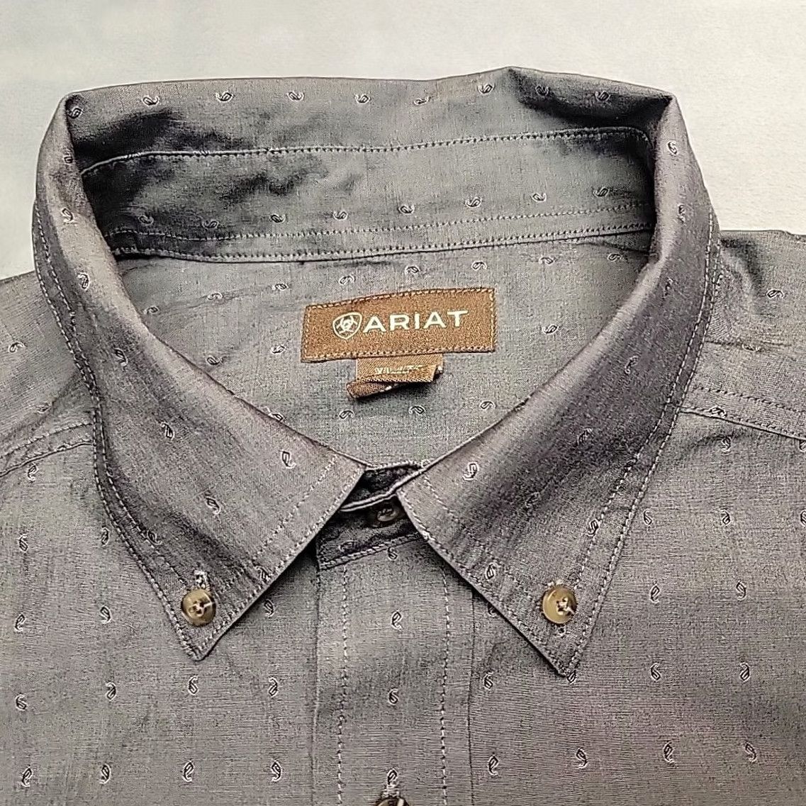 Ariat Ariat Mens XL Gray Geometric Long Sleeve Western Cowboy Button Casual Shirt Size US XL / EU 56 / 4 - 4 Thumbnail