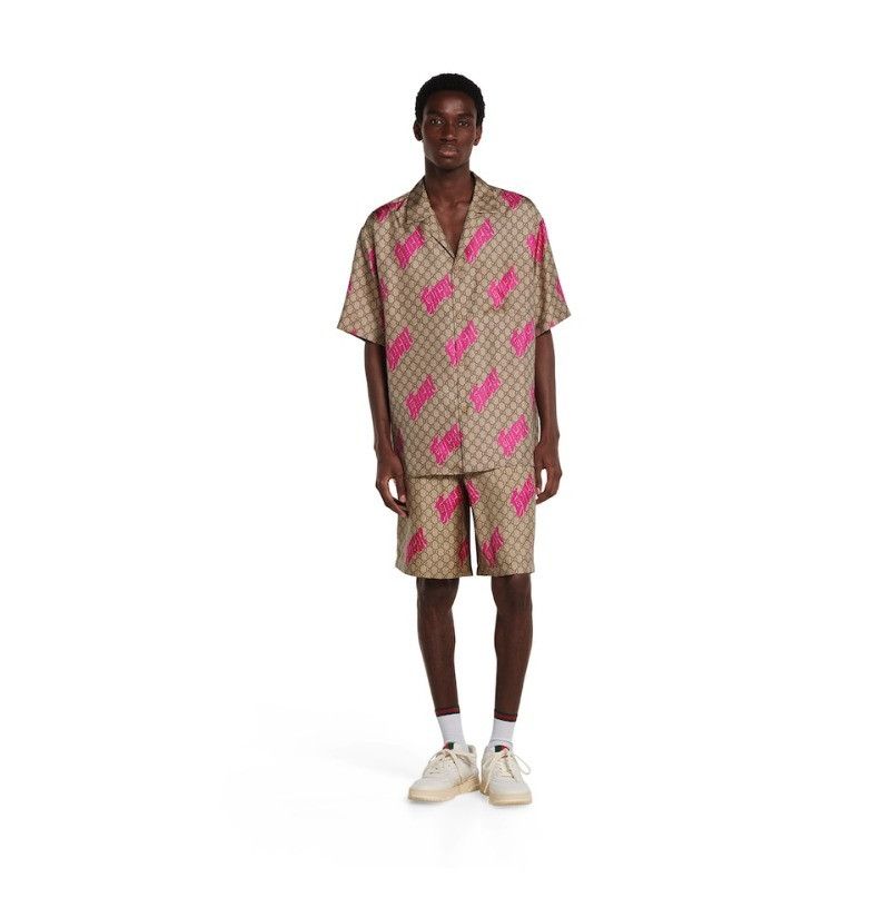 Gucci o1la5ras0426 Printed Silk Twill Bowling Shirt in Multicolor Size US L / EU 52-54 / 3 - 2 Thumbnail