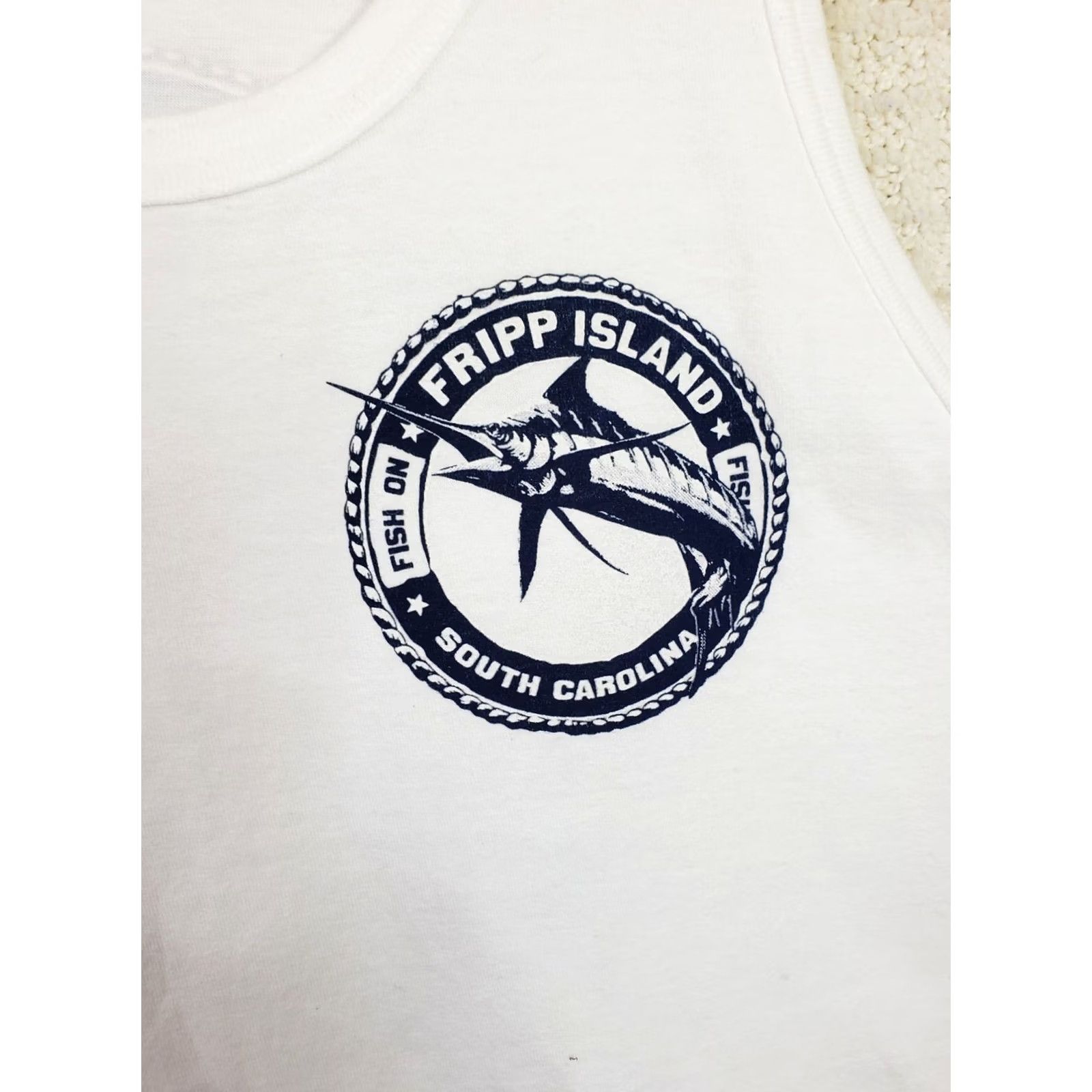 Vintage Comfort Wash Tank Top White Beach Fishing Sleeveless Men Women M Cotton Jersey Round Neck Easy Care Adult Regular Size M / US 6-8 / IT 42-44 - 4 Thumbnail