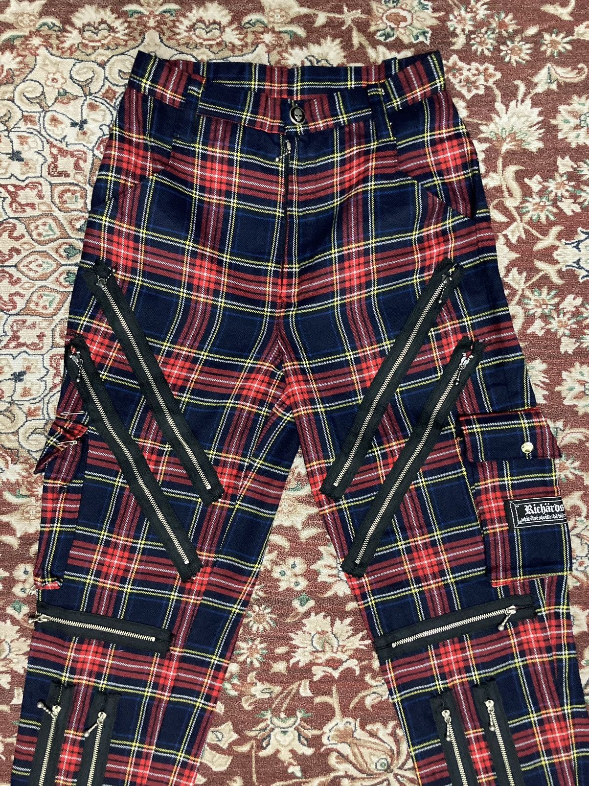 Japanese Brand × Seditionaries RICHARDS Red Tartan Plaid Mod Punk Rock Zip Bondage Pant Size 25" / US 0 / IT 36 - 2 Thumbnail