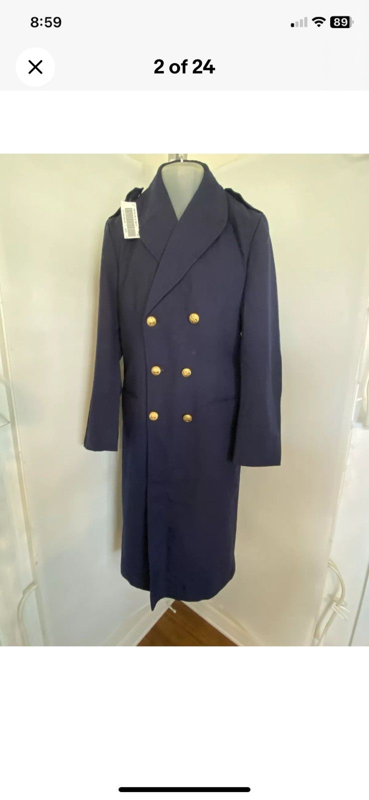 Vintage 1960's French Military Blue Coat Gabardine Airforce 96X Size US M / EU 48-50 / 2 - 2 Thumbnail