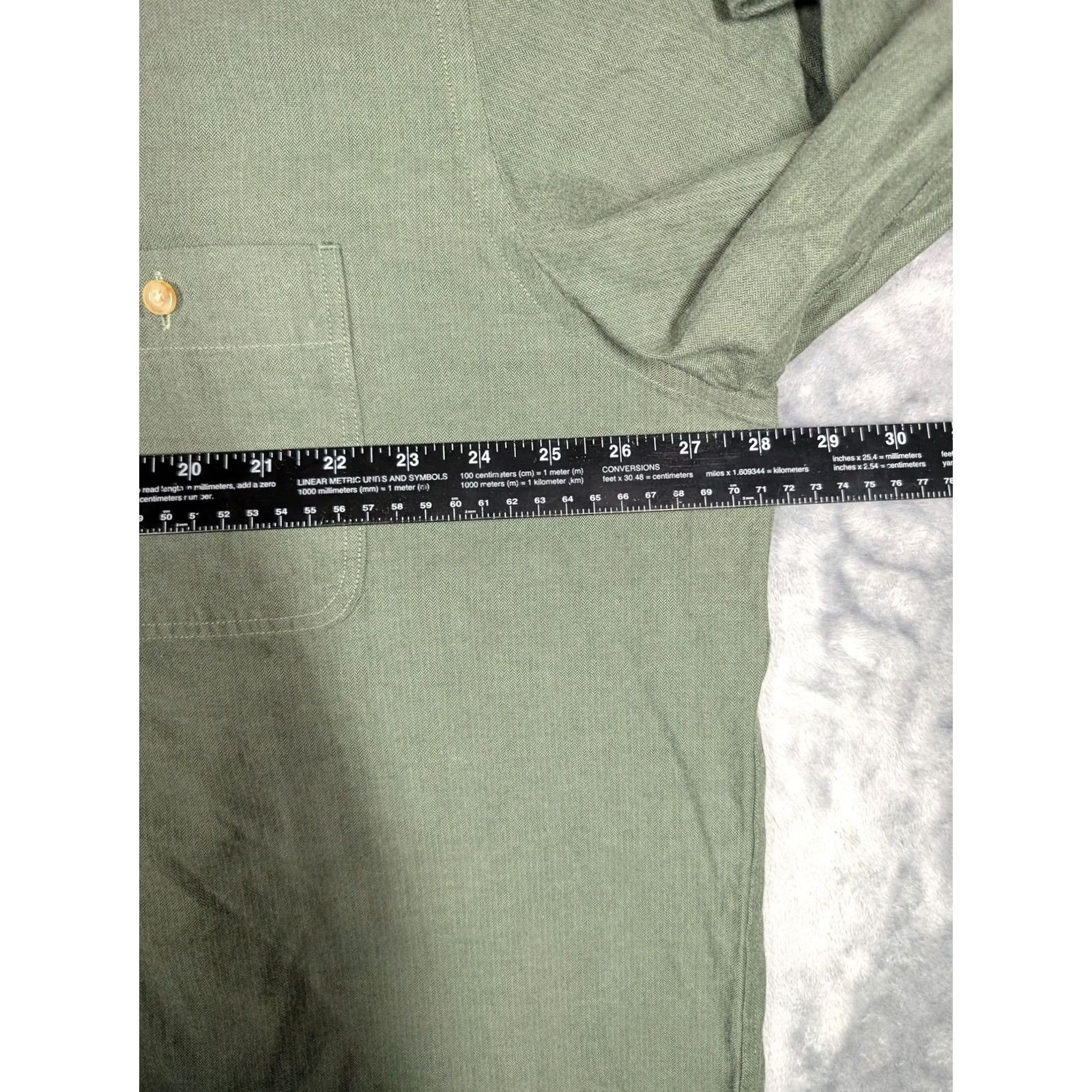 UNTUCKit UNTUCKit Mens 2XLT Green Herringbone Twill Long Sleeve Button Up Casual Shirt Size US XXL / EU 58 / 5 - 3 Thumbnail