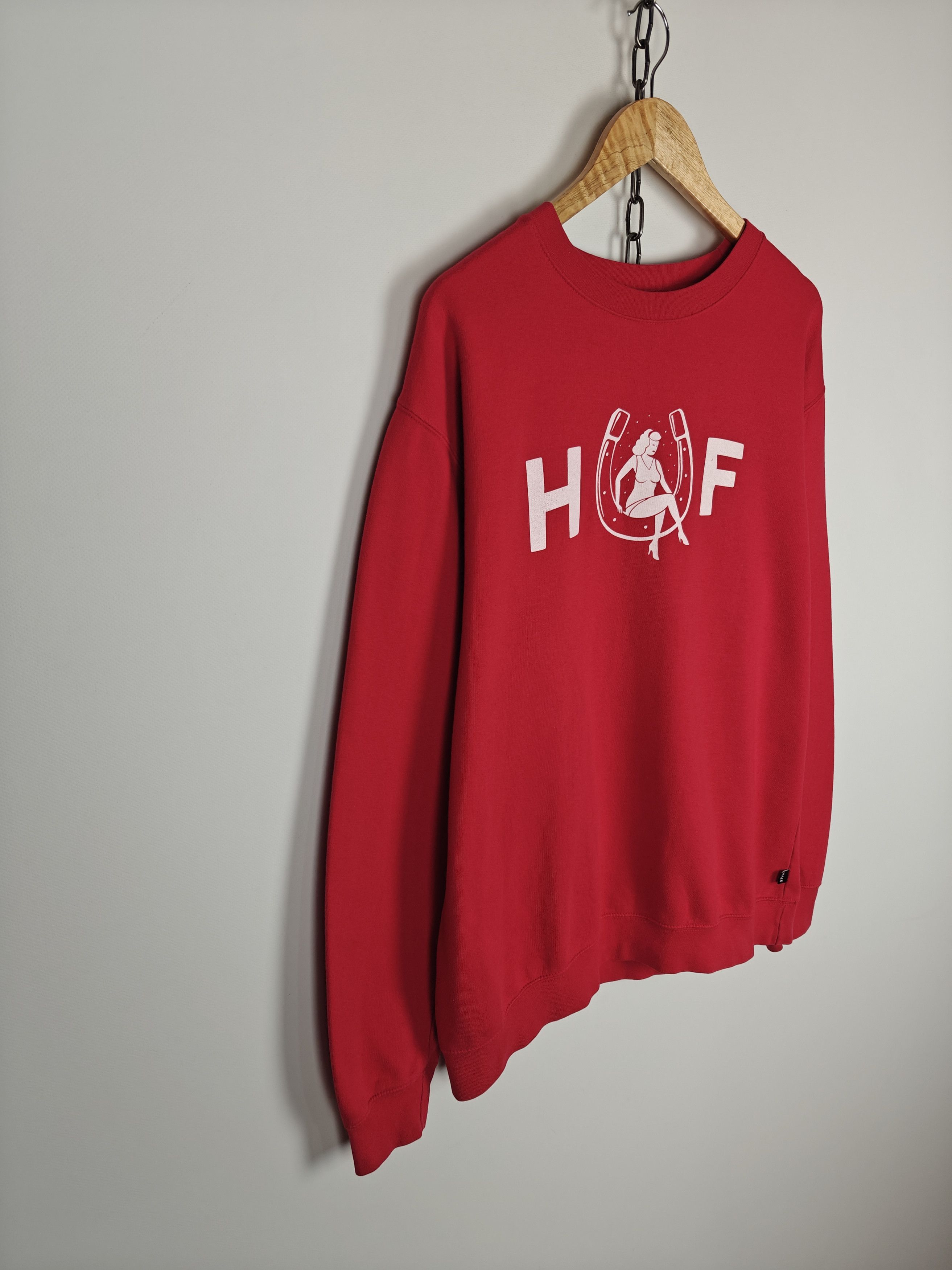 Huf HUF Sweatshirt Crewneck Center Logo Red Skate size L Size US L / EU 52-54 / 3 - 6 Thumbnail