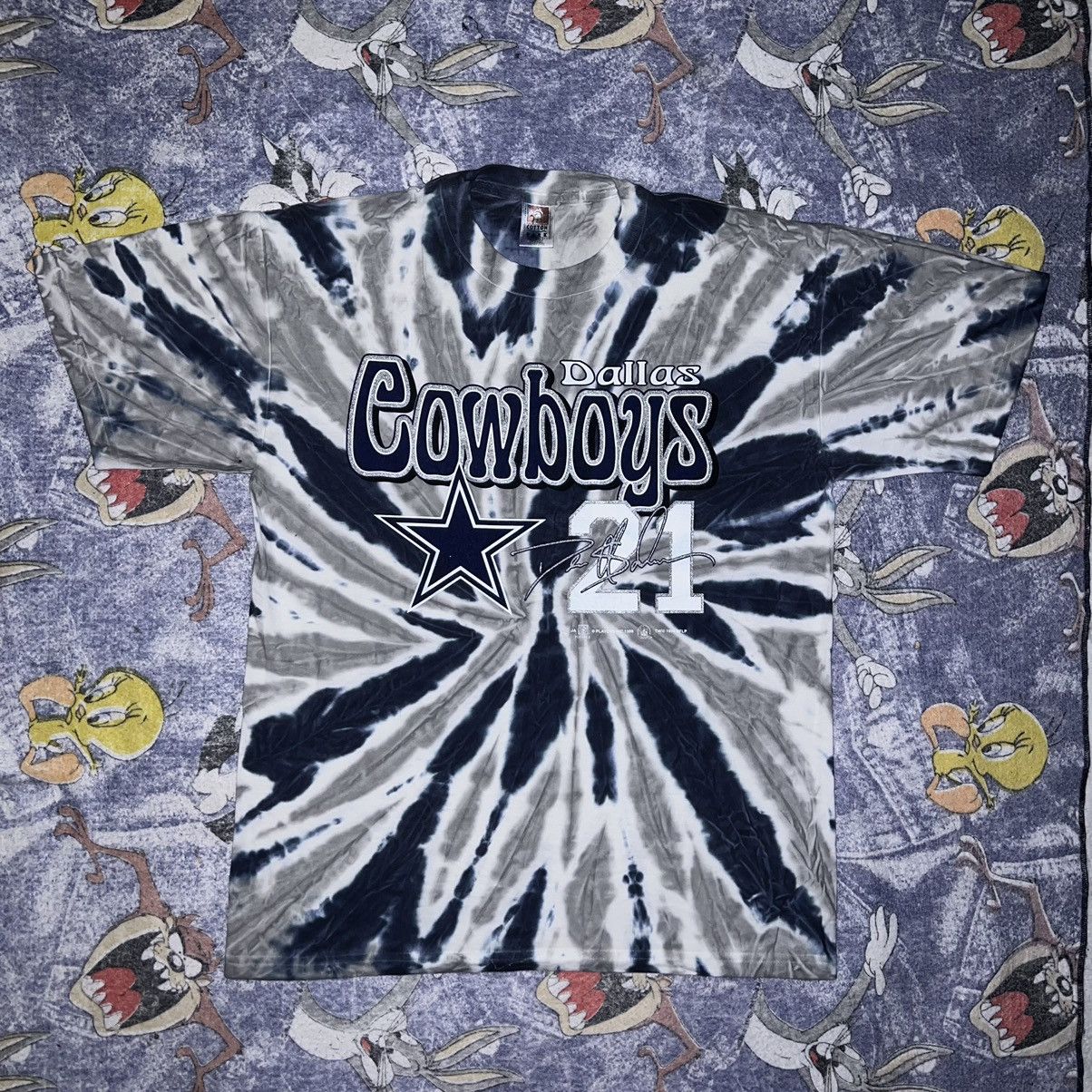 image of Vintage Dallas Cowboys Deion Sanders Shirt Tiedye Aop Nflp in Blue, Men's (Size Large)