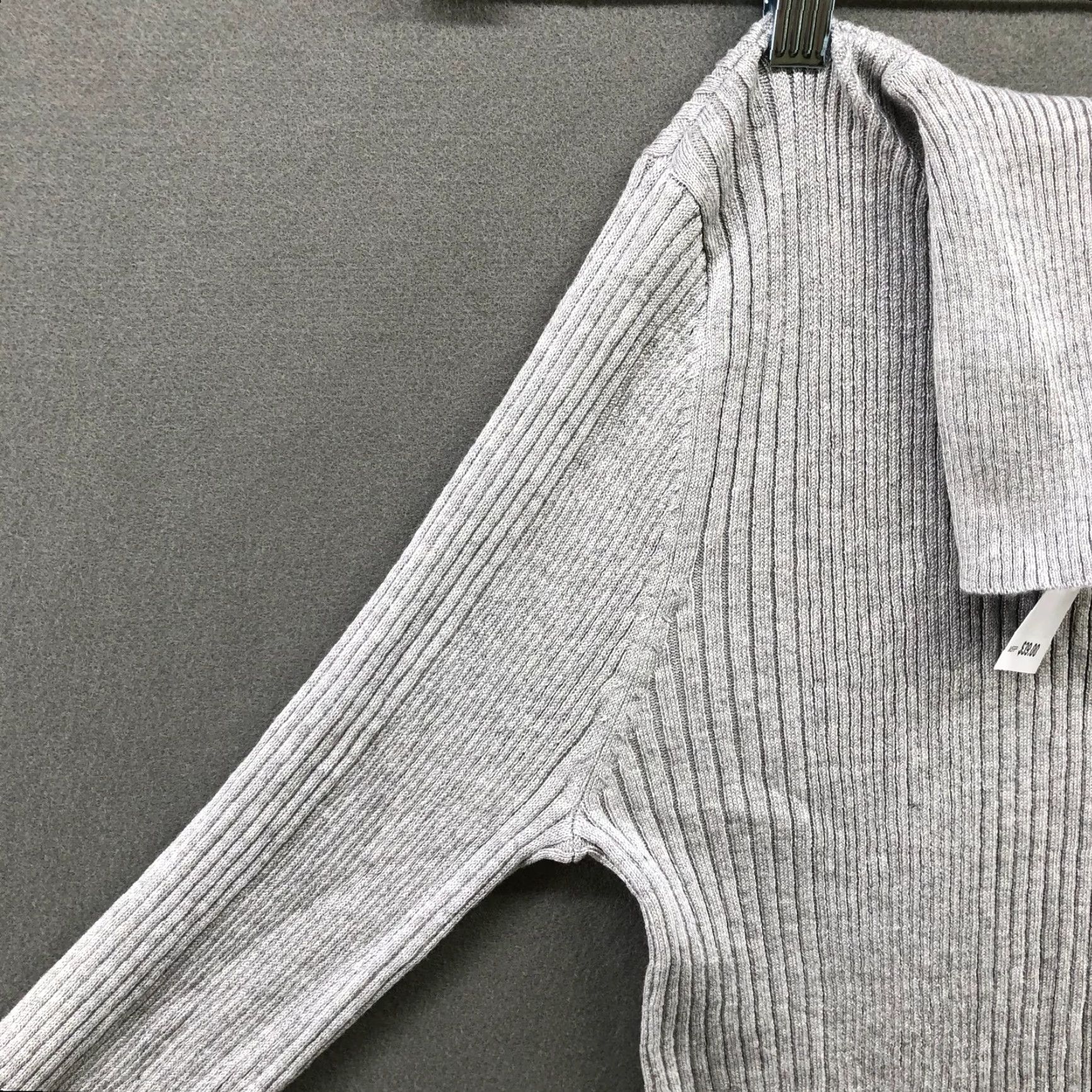 Vintage NWT Hooked Up by IOT Gray Ribbed Turtleneck Fitted Sweater Womens M Pullover Knit Slim Lightweight Casual Long Sleeve Nylon blend Size M / US 6-8 / IT 42-44 - 5 Thumbnail