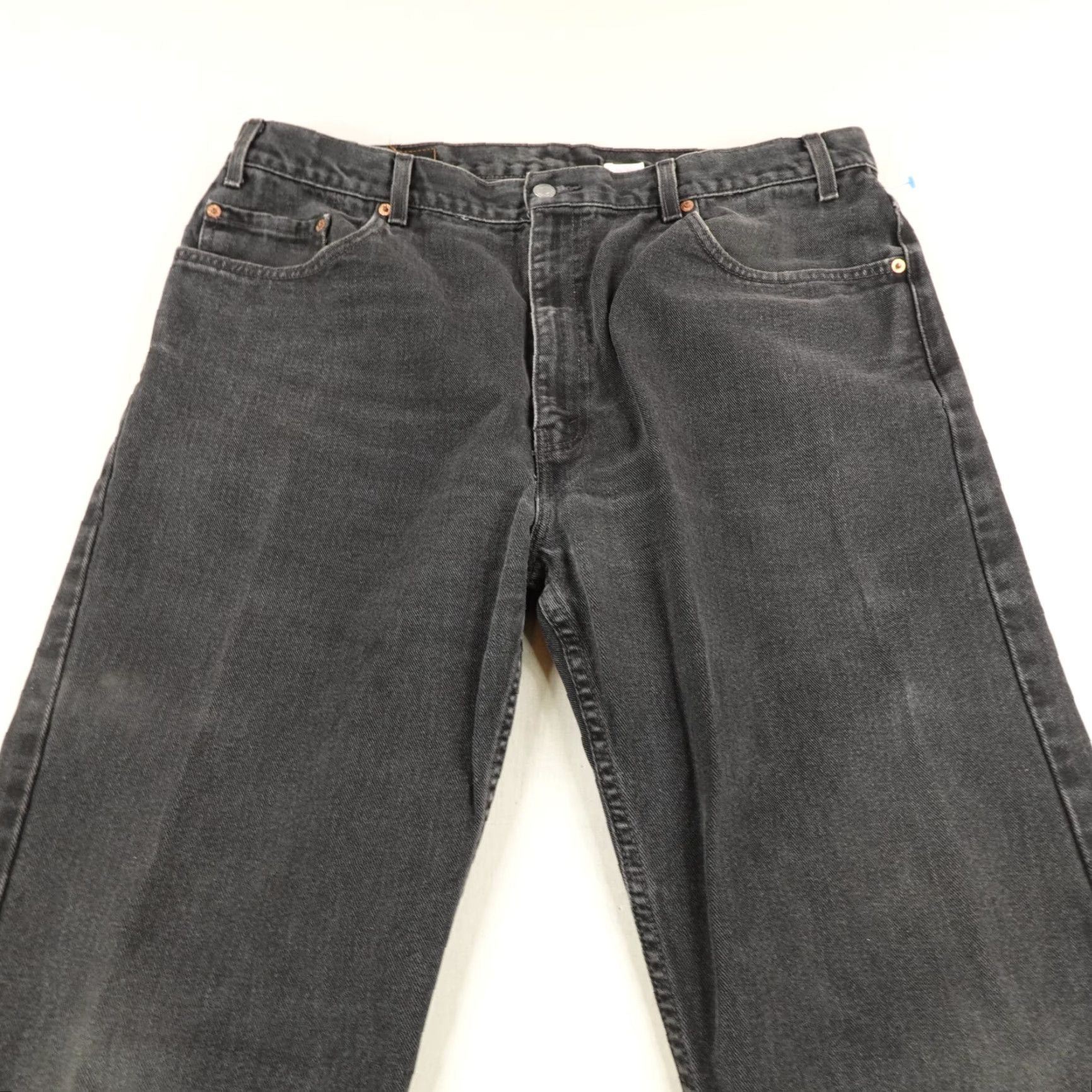 Levi's VINTAGE Levi's Jeans Men 40x30 Black Denim 505 Regular Straight Baggy Y2K Levi's 505 Mens Jeans 40x30 Black Denim Straight Grunge USA Pocket Size US 37 - 2 Thumbnail