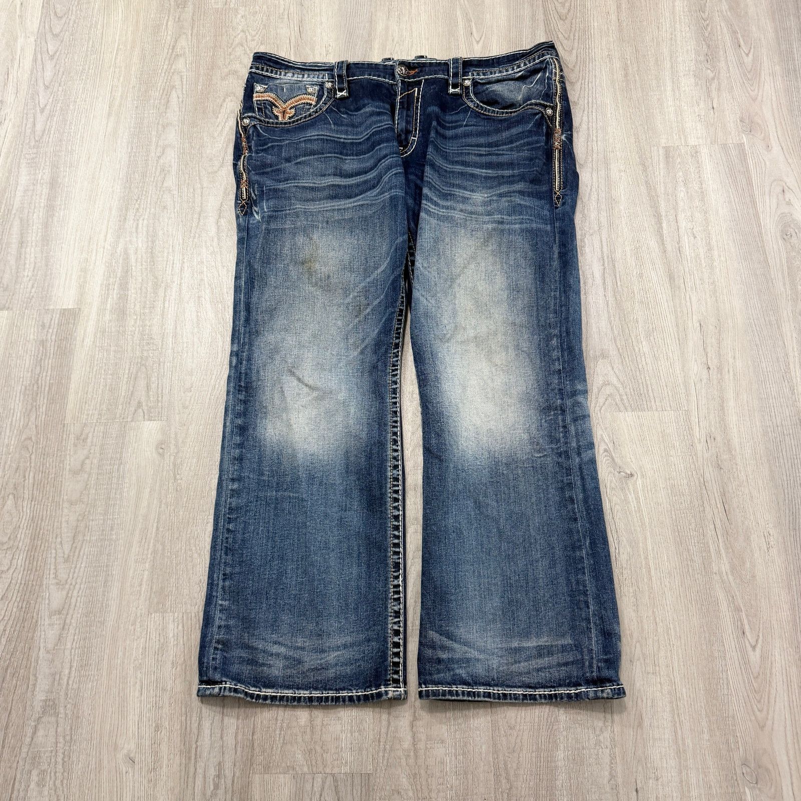 Rock Revival Rock Revival Remy Relaxed Straight Jeans 40 (Fits 40x32) Size US 40 / EU 56 - 1 Thumbnail