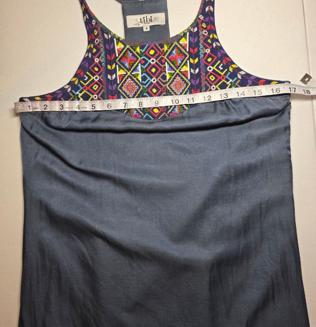Tibi Tibi Embroidered Shift Dress Navy Sleeveless Boho Resort Sum Size S / US 4 / IT 40 - 8 Thumbnail