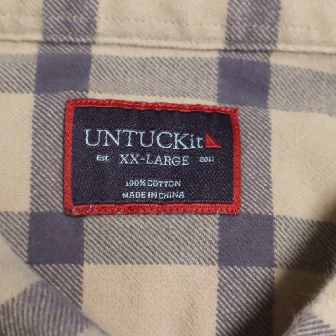 UNTUCKit Untuckit Barnard Flannel Cotton Plaid Button Up Shirt Tan Mens 2XL Size US XXL / EU 58 / 5 - 5 Thumbnail