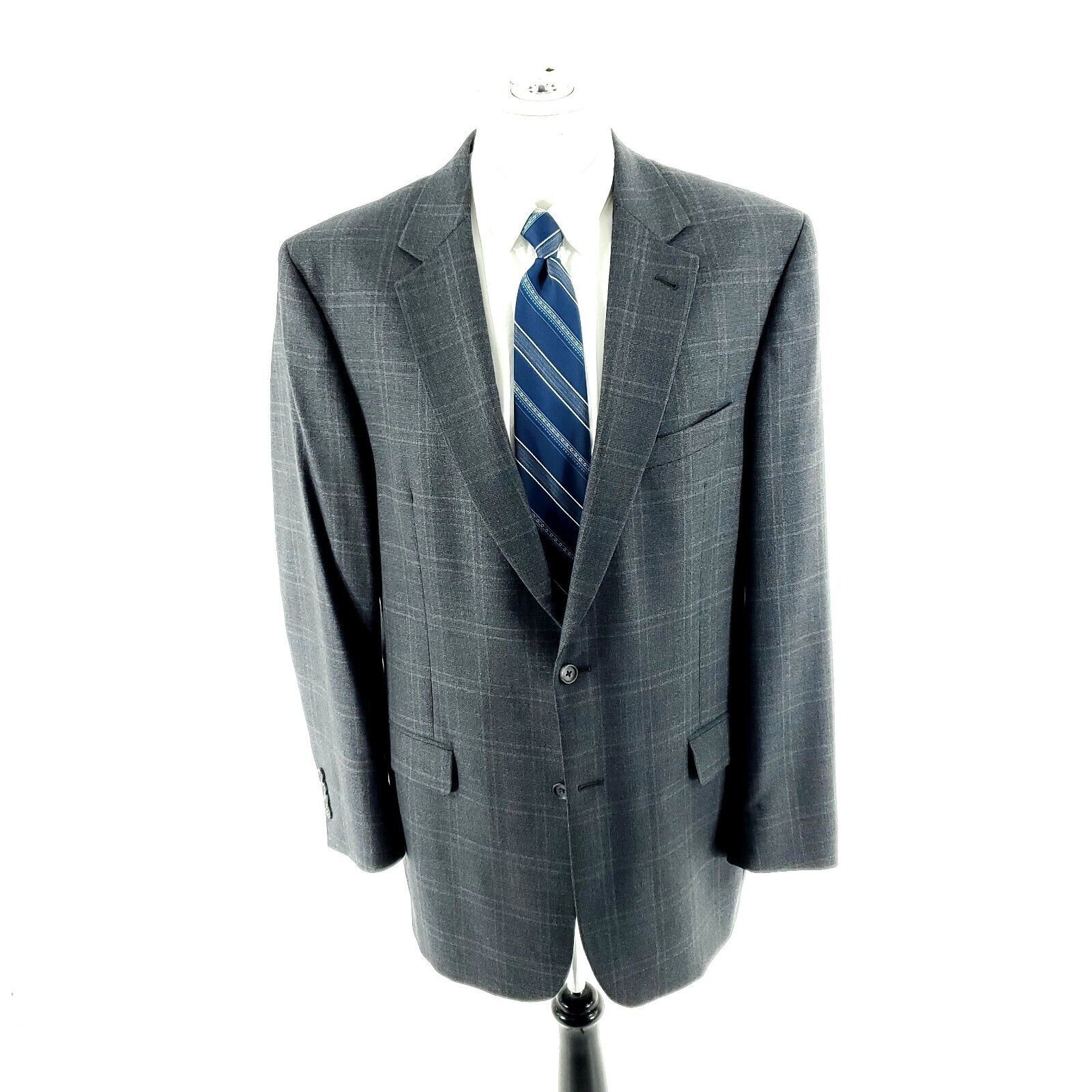 Jos. A. Bank Jos A Bank Signature Wool 2 Button Sport Coat 44L Gray Windo Size 44L - 3 Thumbnail