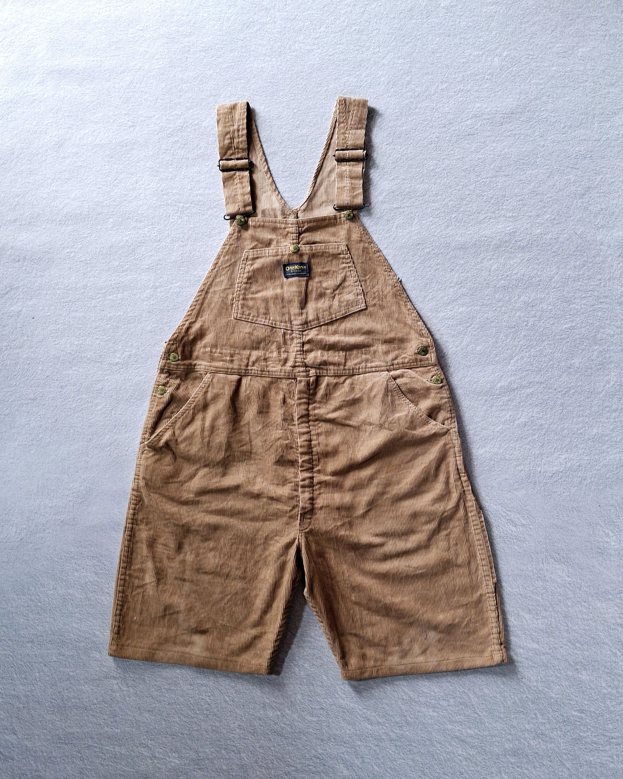 Oshkosh OSHKOSH BGOSH VESTBAK GREEN BRASS BUTTON CORDUROY OVERALLS Size US 37 - 1 Thumbnail