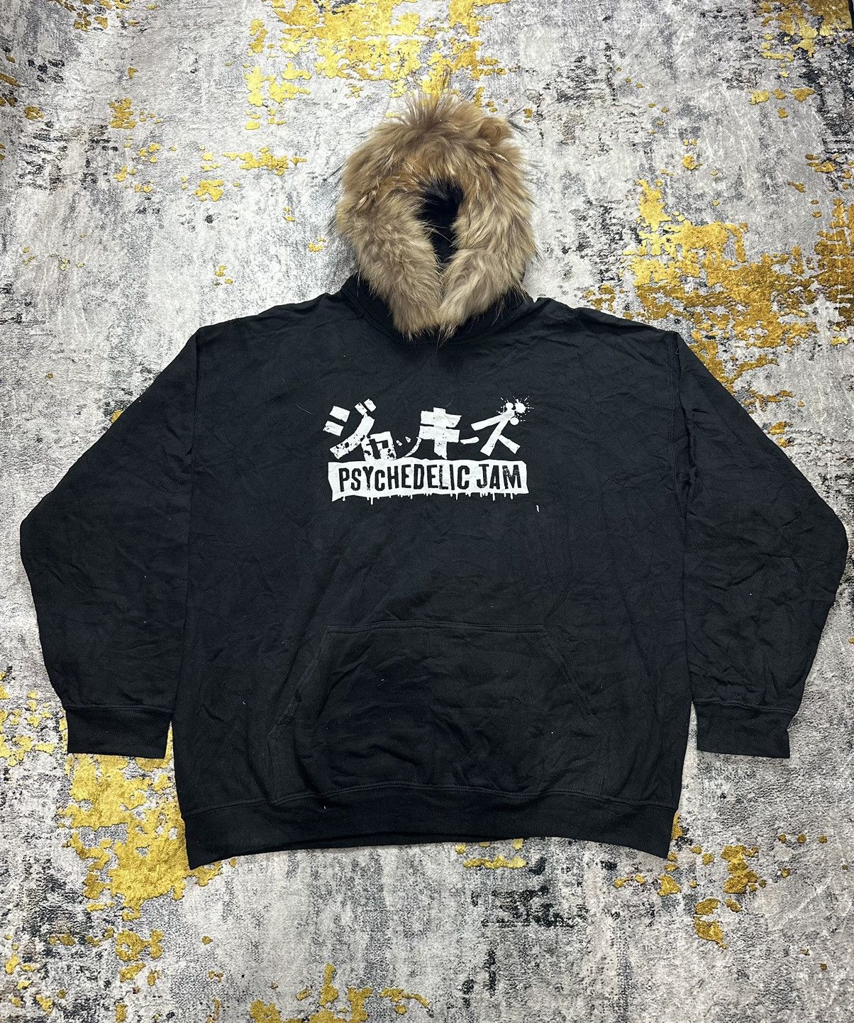 RARE PSYCHEDELIC JAM BIG SIZE FUR HOODIE PUNK ROCK STYLE