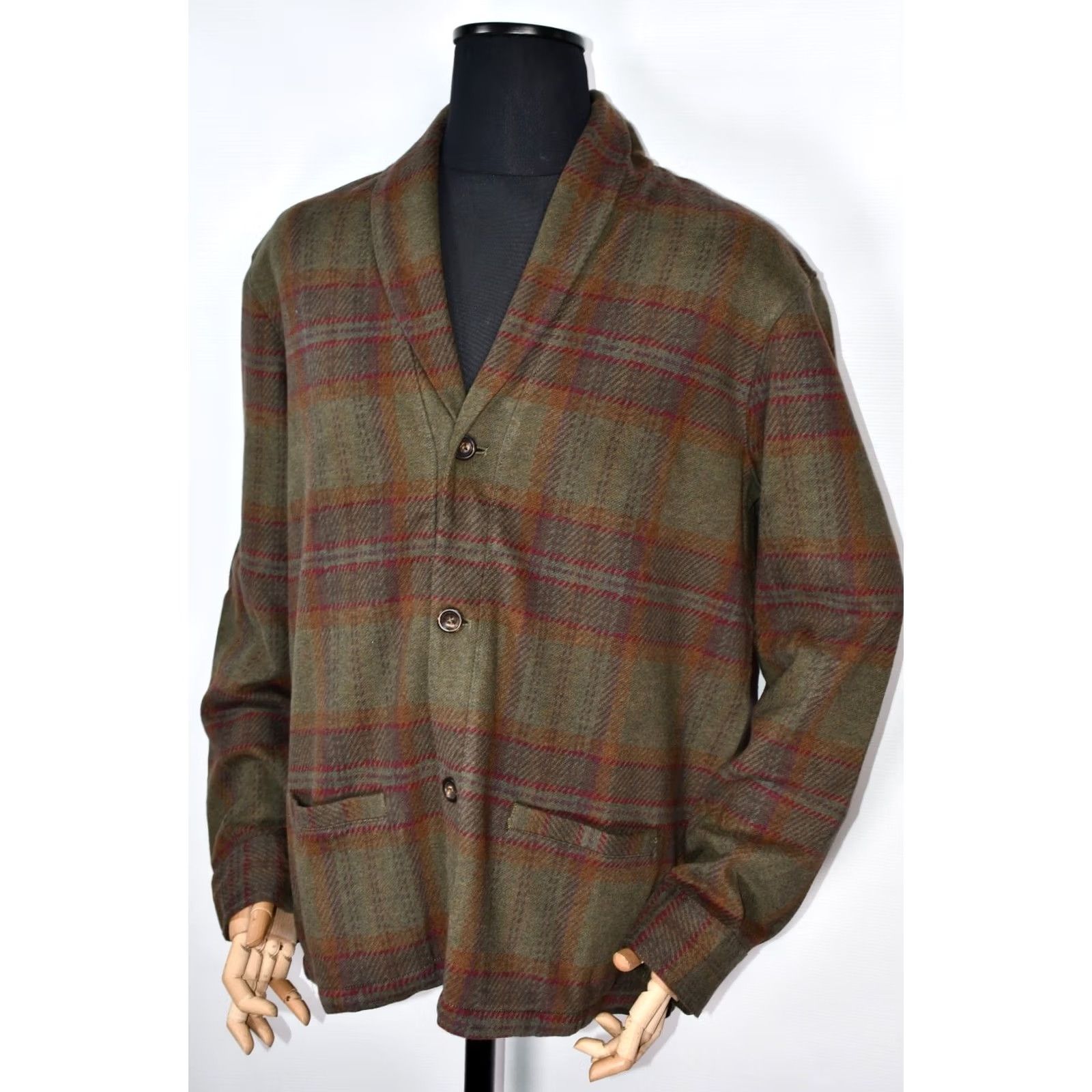 Polo Ralph Lauren Polo Ralph Lauren Cardigan Mens XL Green Shawl Cotton Tartan Leather Patch Men size Size US XL / EU 56 / 4 - 6 Thumbnail