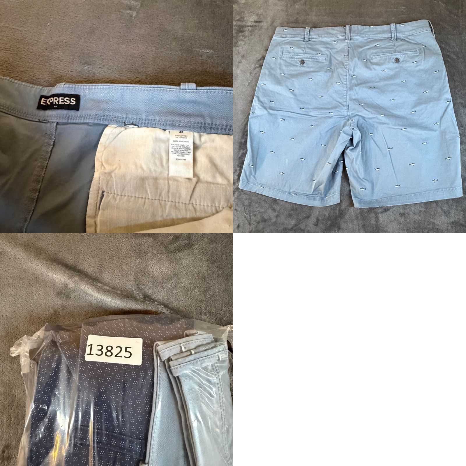 Express Express Chino Shorts Geometric Blue Casual Summer Mens 38 Set of 3 Size US 38 / EU 54 - 10 Thumbnail