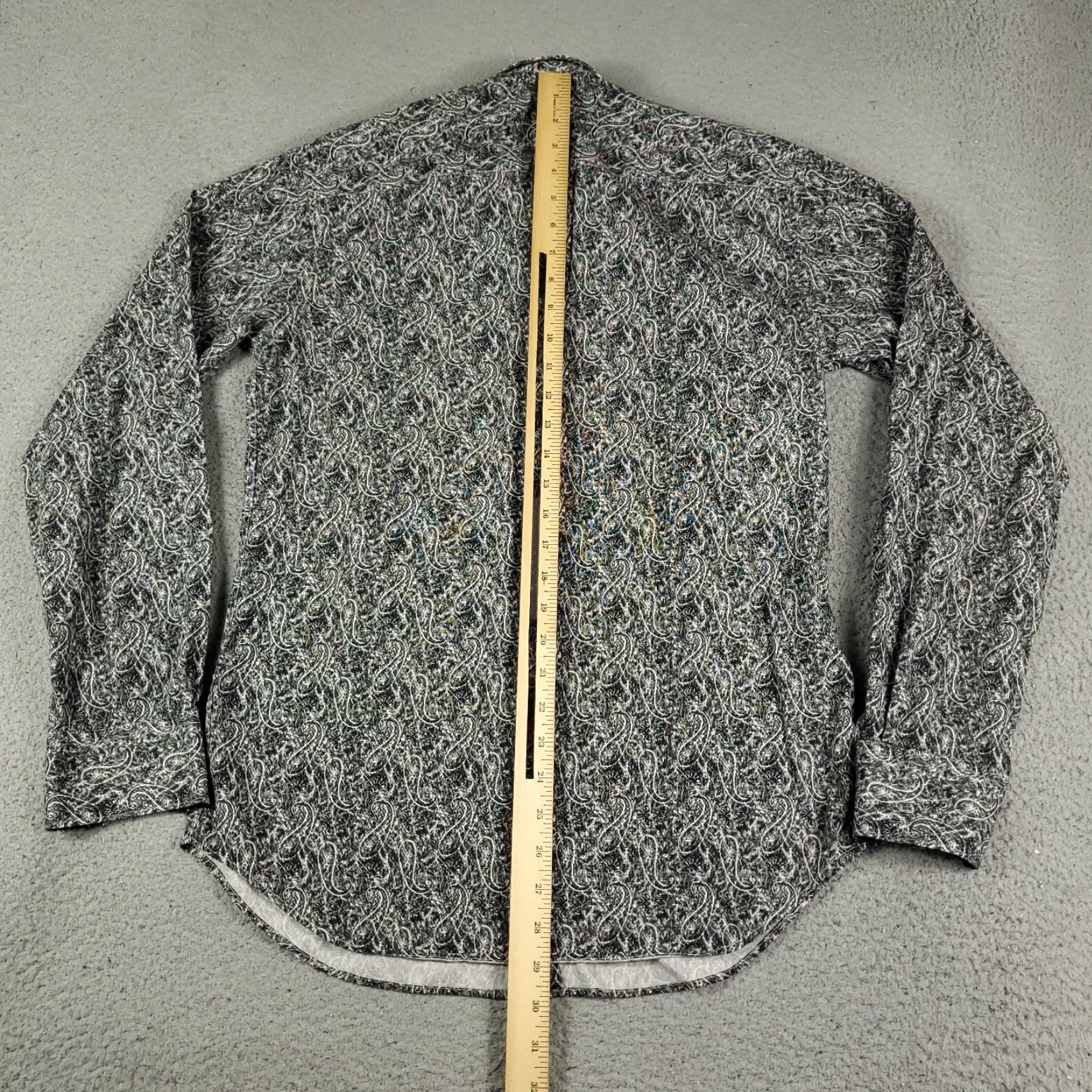 BUGATCHI Bugatchi Uomo Shirt Mens Small Gray Paisley Long Sleeve Button-Up Regular Fit Size US S / EU 44-46 / 1 - 5 Thumbnail