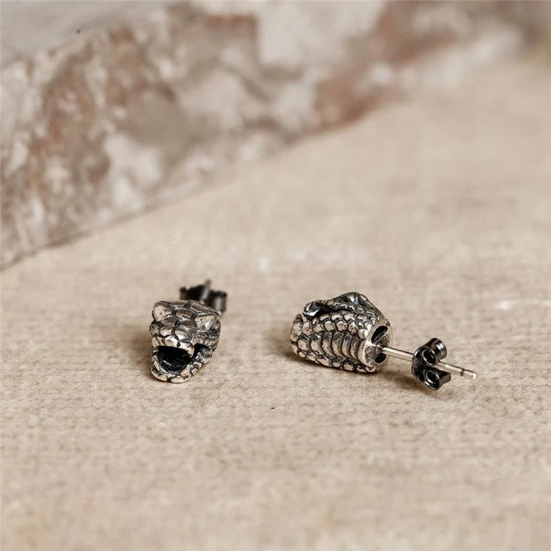 Jewelry Cobra Head Stud Earrings 925 Sterling Silver Ear Gift Size ONE SIZE - 5 Thumbnail