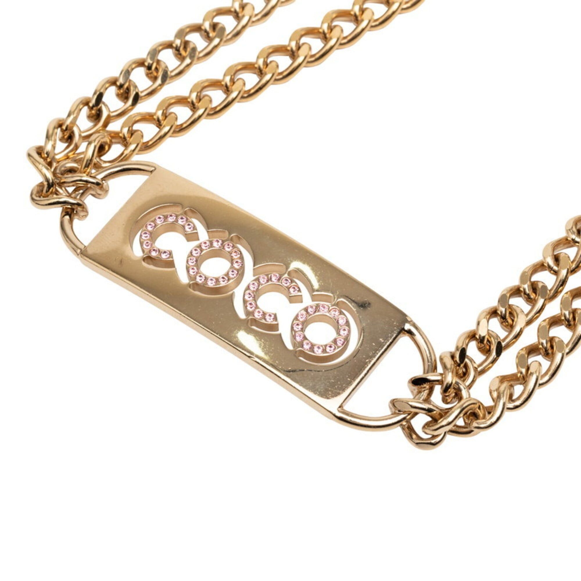 Chanel Chanel Coco Mark COCO Logo Chain Belt 02P Gold Plated Rhinestone Women's CHANEL Size ONE SIZE - 1 Thumbnail